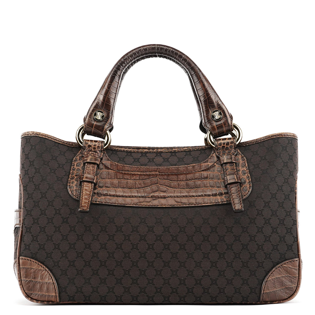 Brown Leather Monogram Boogie Tote Bag