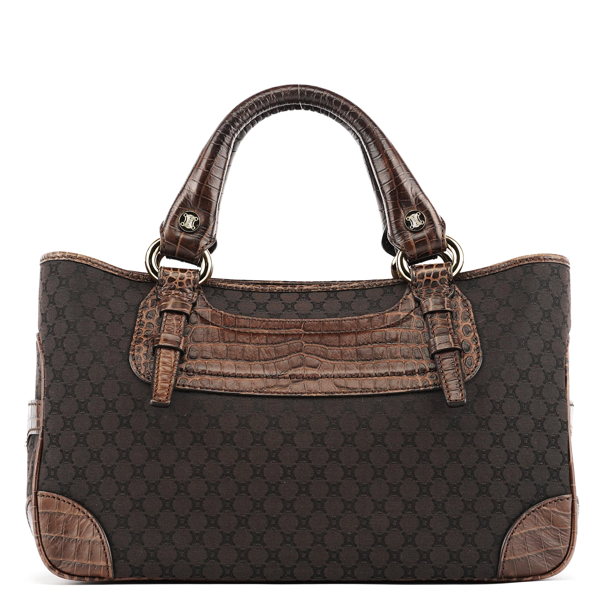 Brown Leather Monogram Boogie Tote Bag