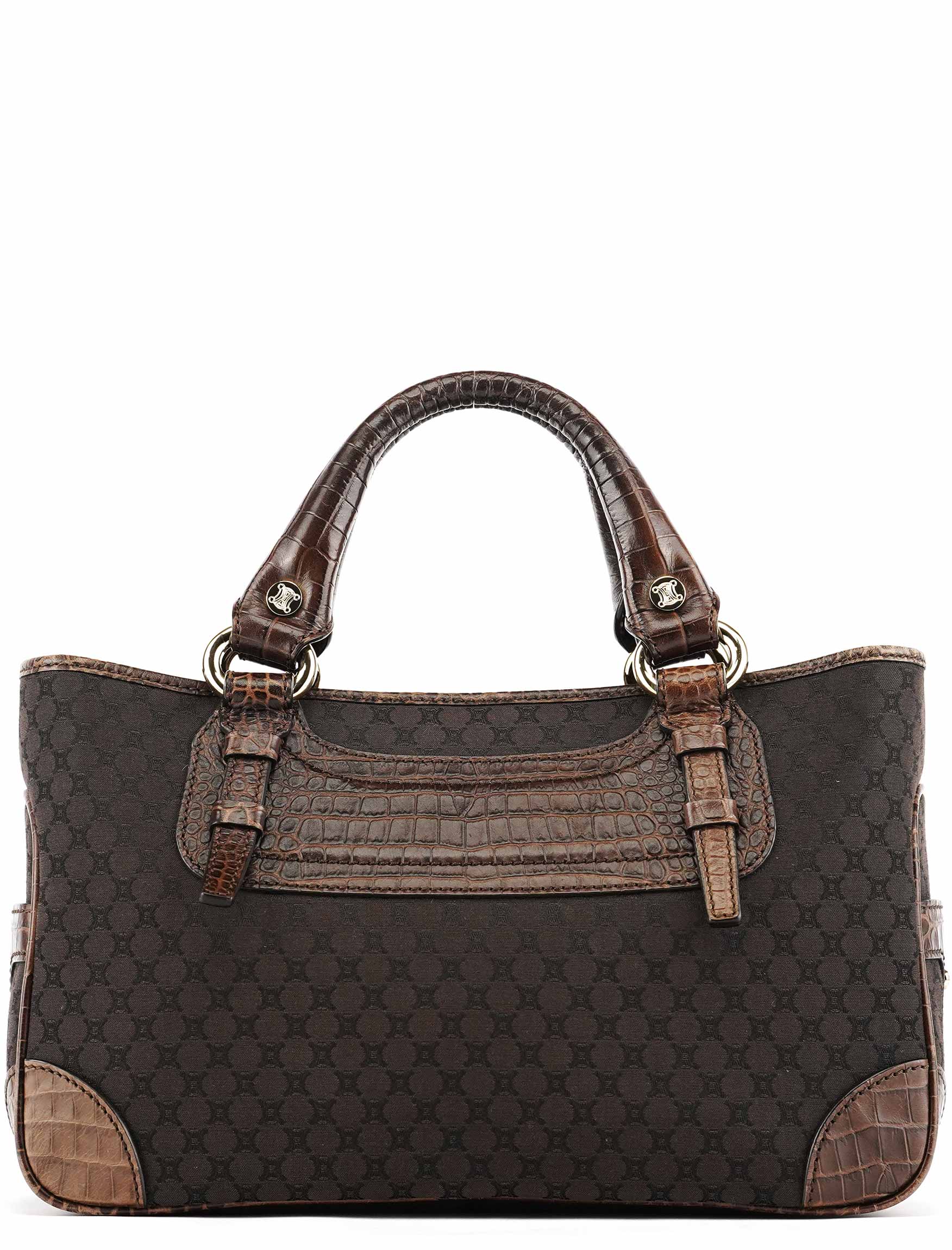 Brown Leather Monogram Boogie Tote Bag