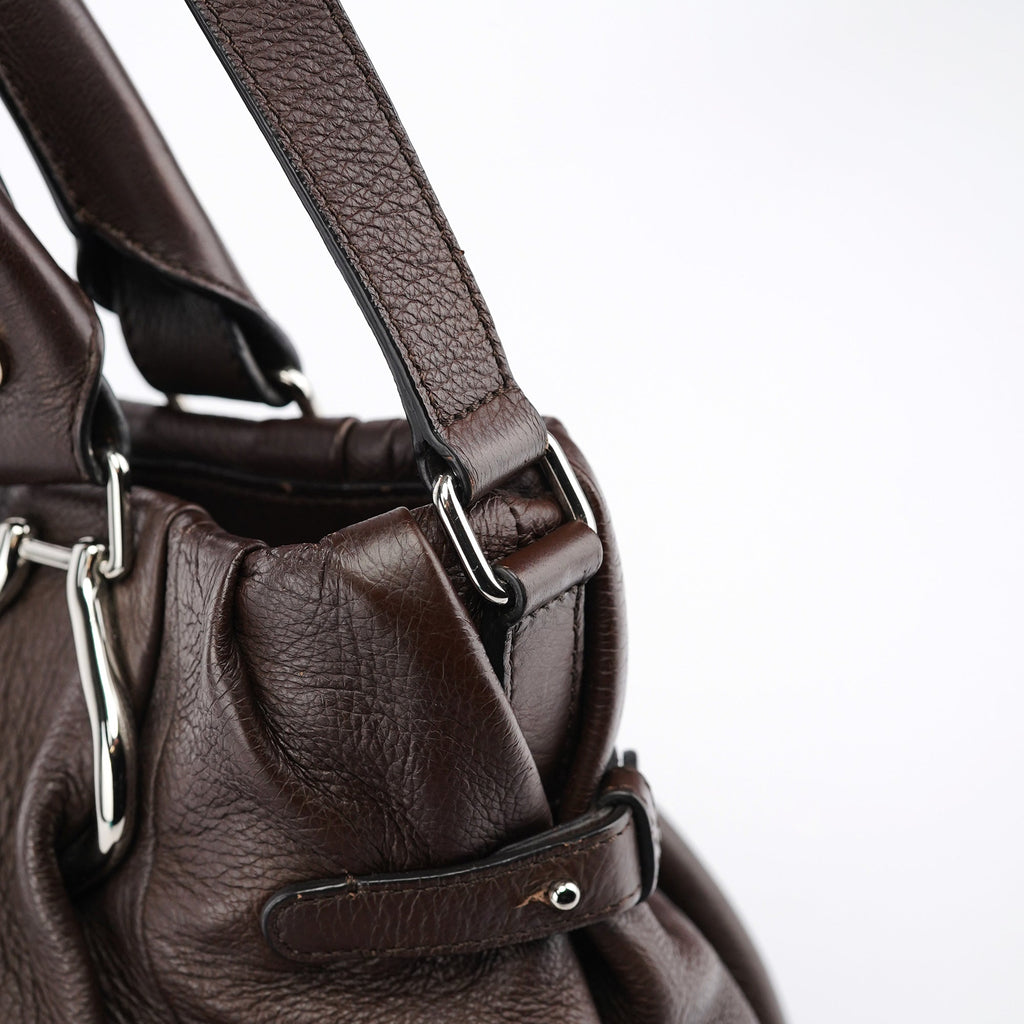 Brown Leather Pillow 2-Way Bag