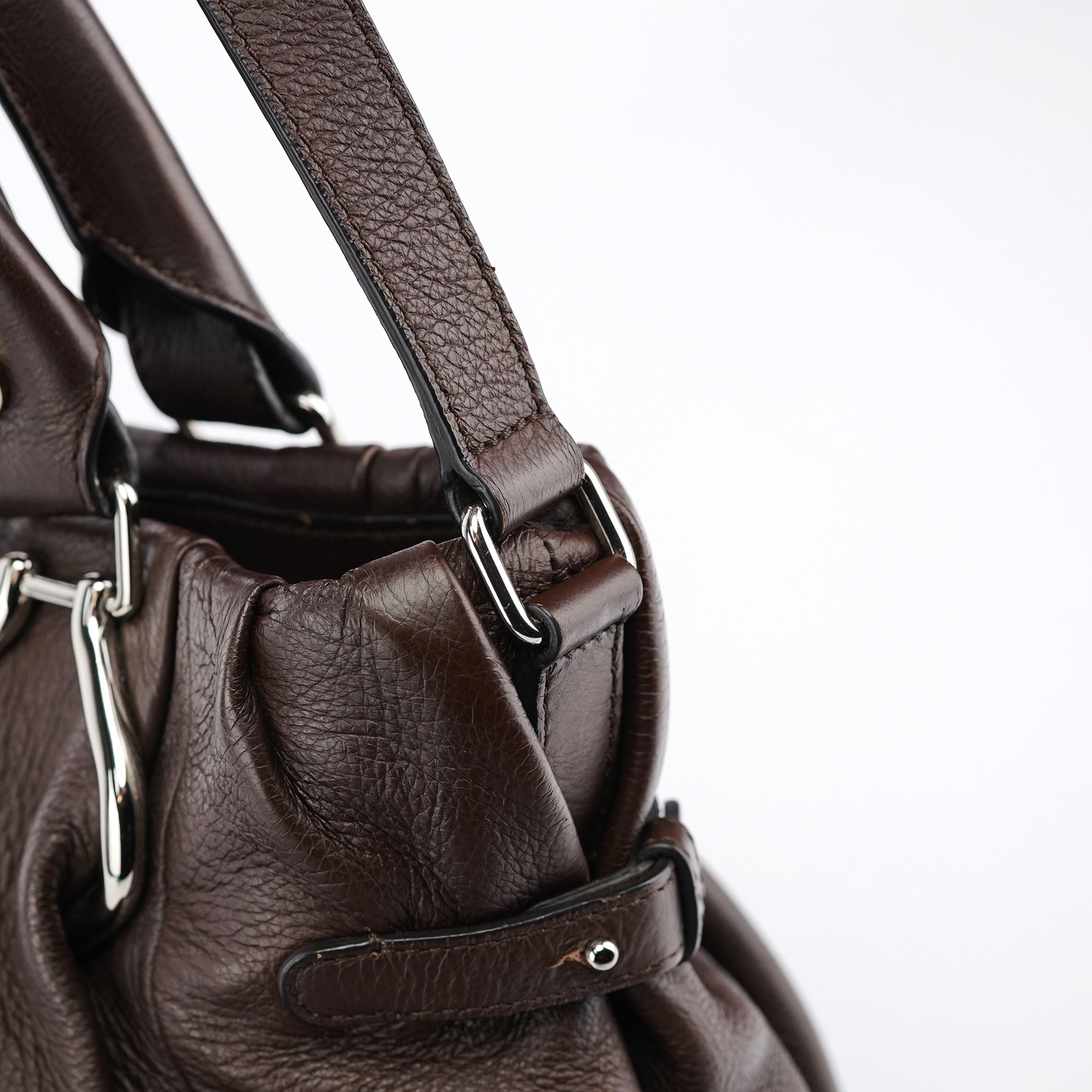 Brown Leather Pillow 2-Way Bag