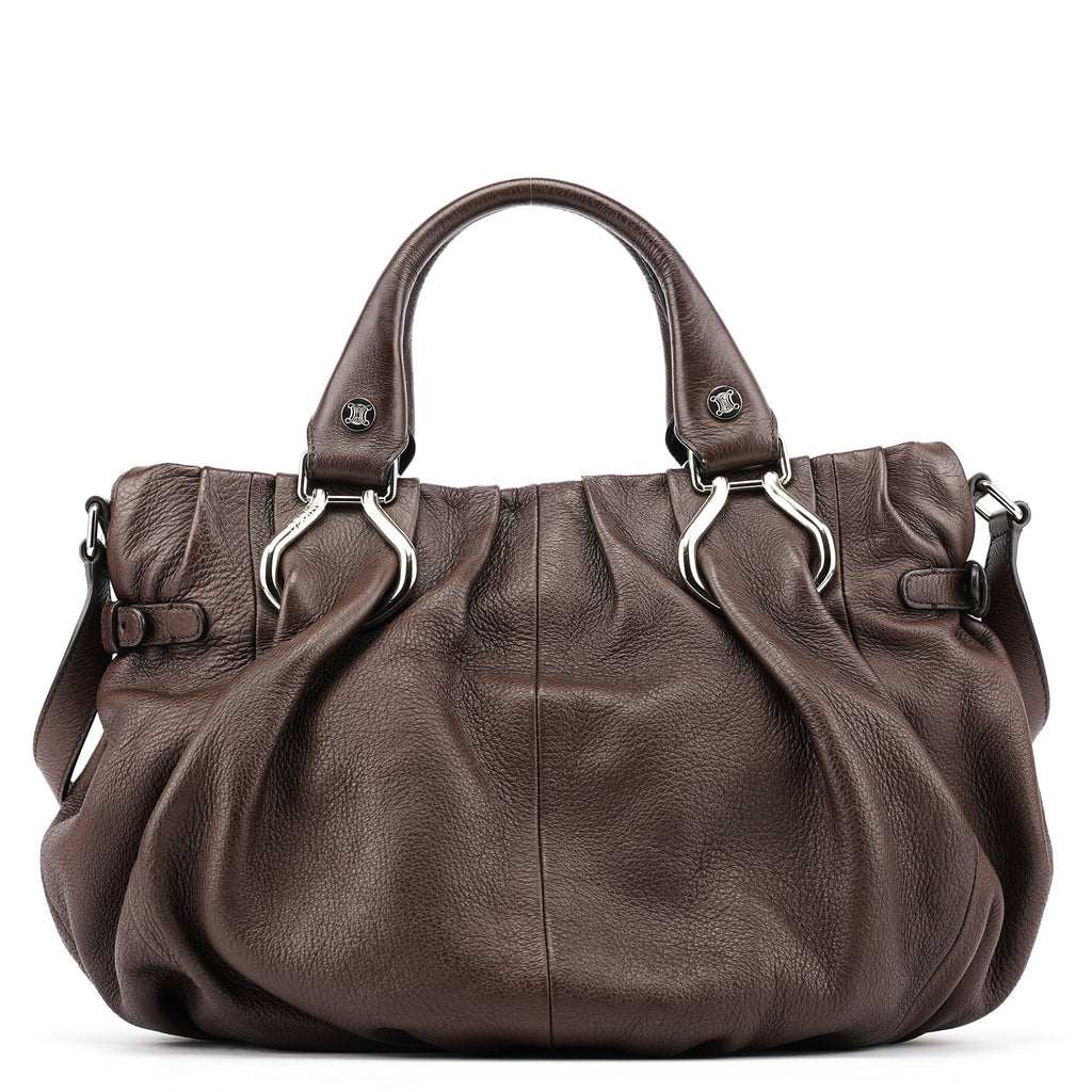 Brown Leather Pillow 2-Way Bag