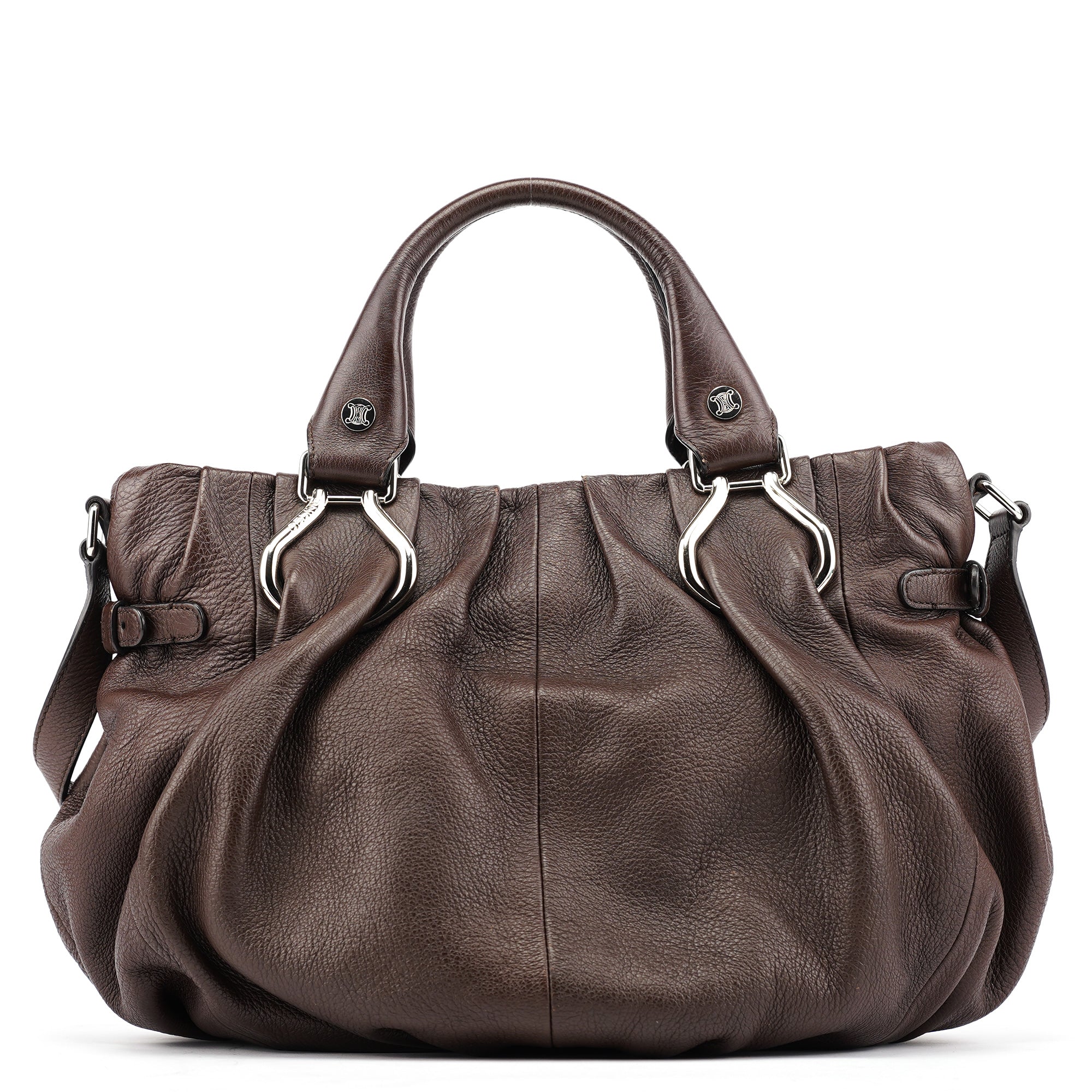 Brown Leather Pillow 2-Way Bag