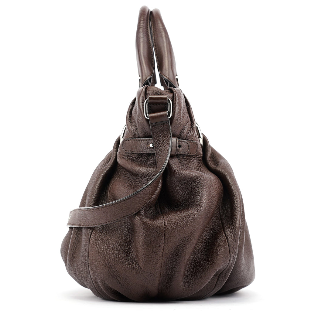 Brown Leather Pillow 2-Way Bag