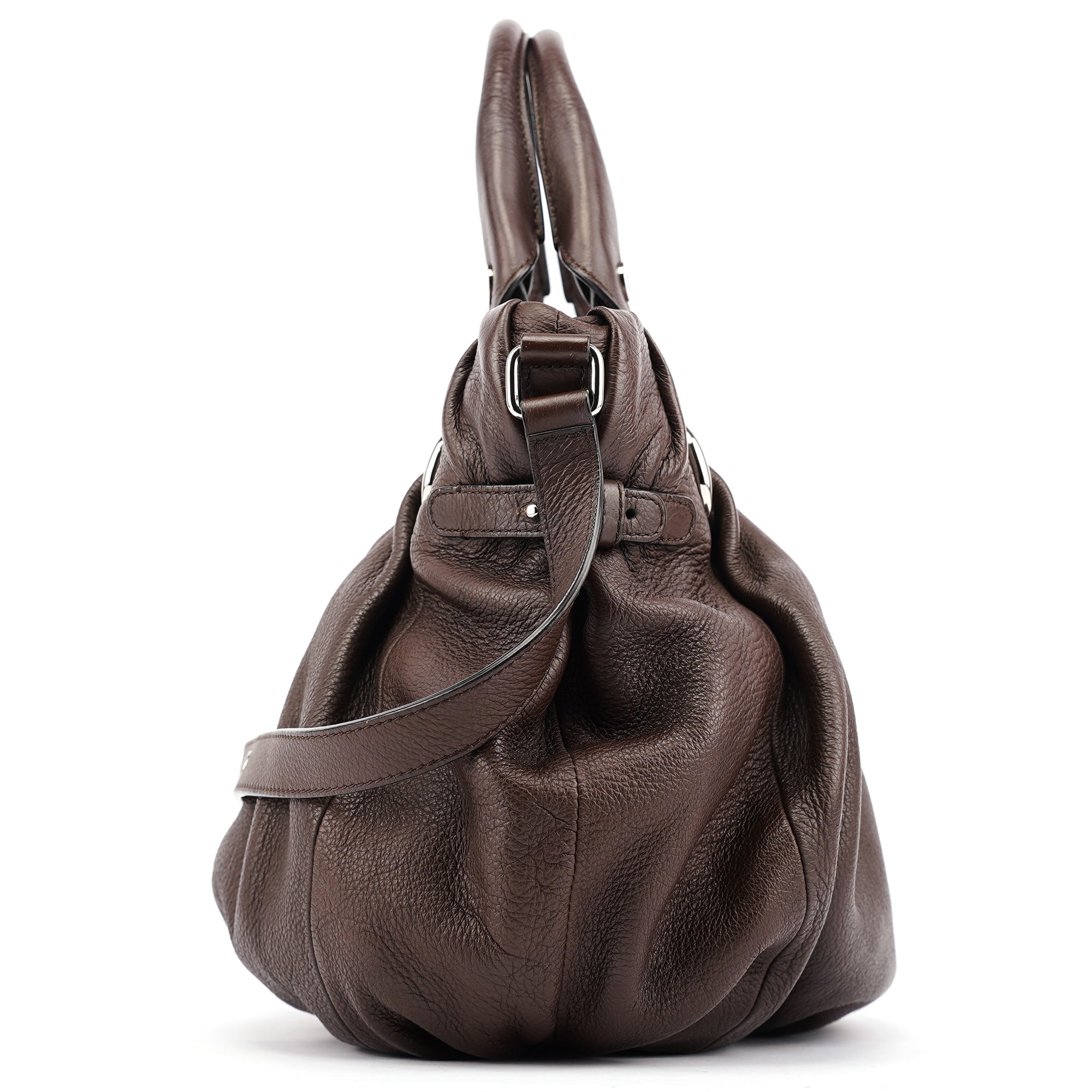 Brown Leather Pillow 2-Way Bag