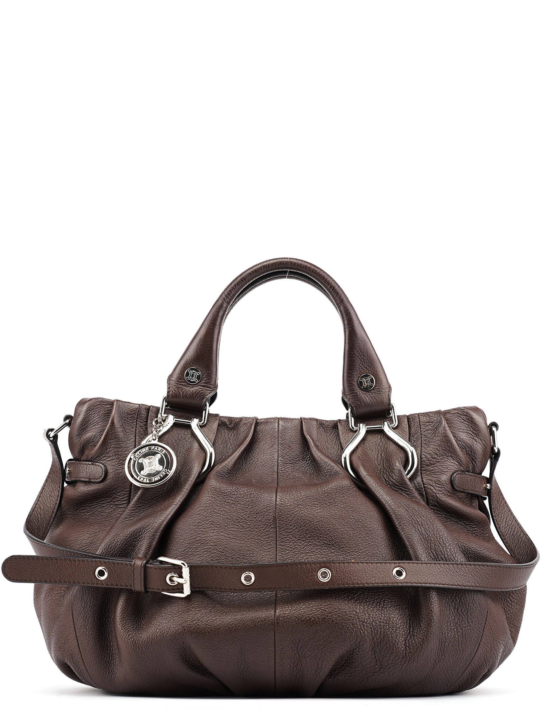 Brown Leather Pillow 2-Way Bag