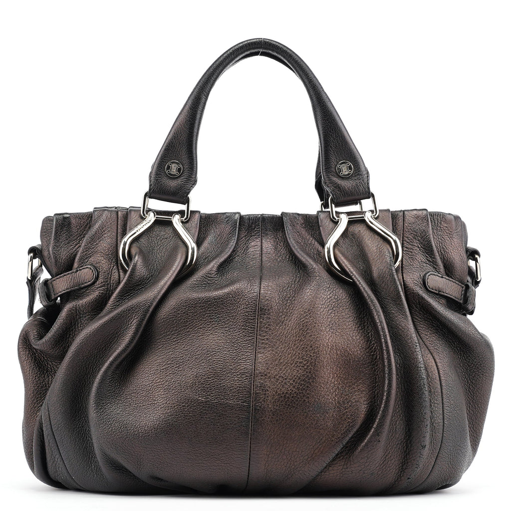 Brown Leather Pillow 2-Way Tote Bag