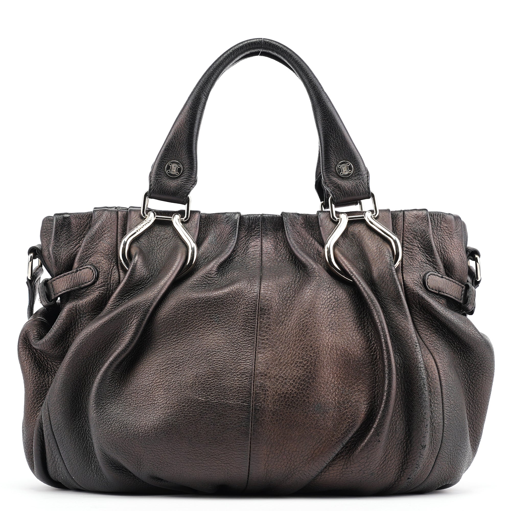 Brown Leather Pillow 2-Way Tote Bag
