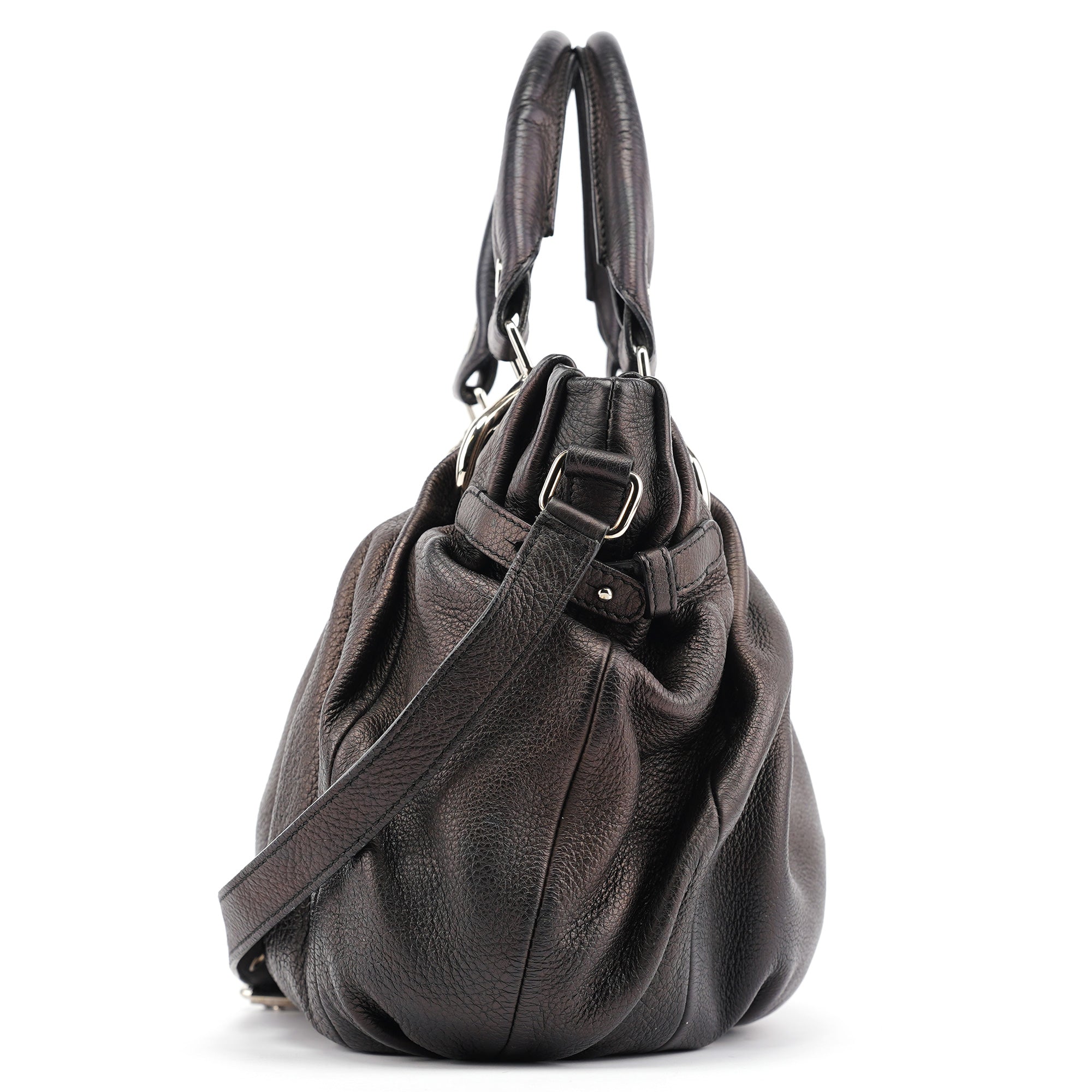 Brown Leather Pillow 2-Way Tote Bag