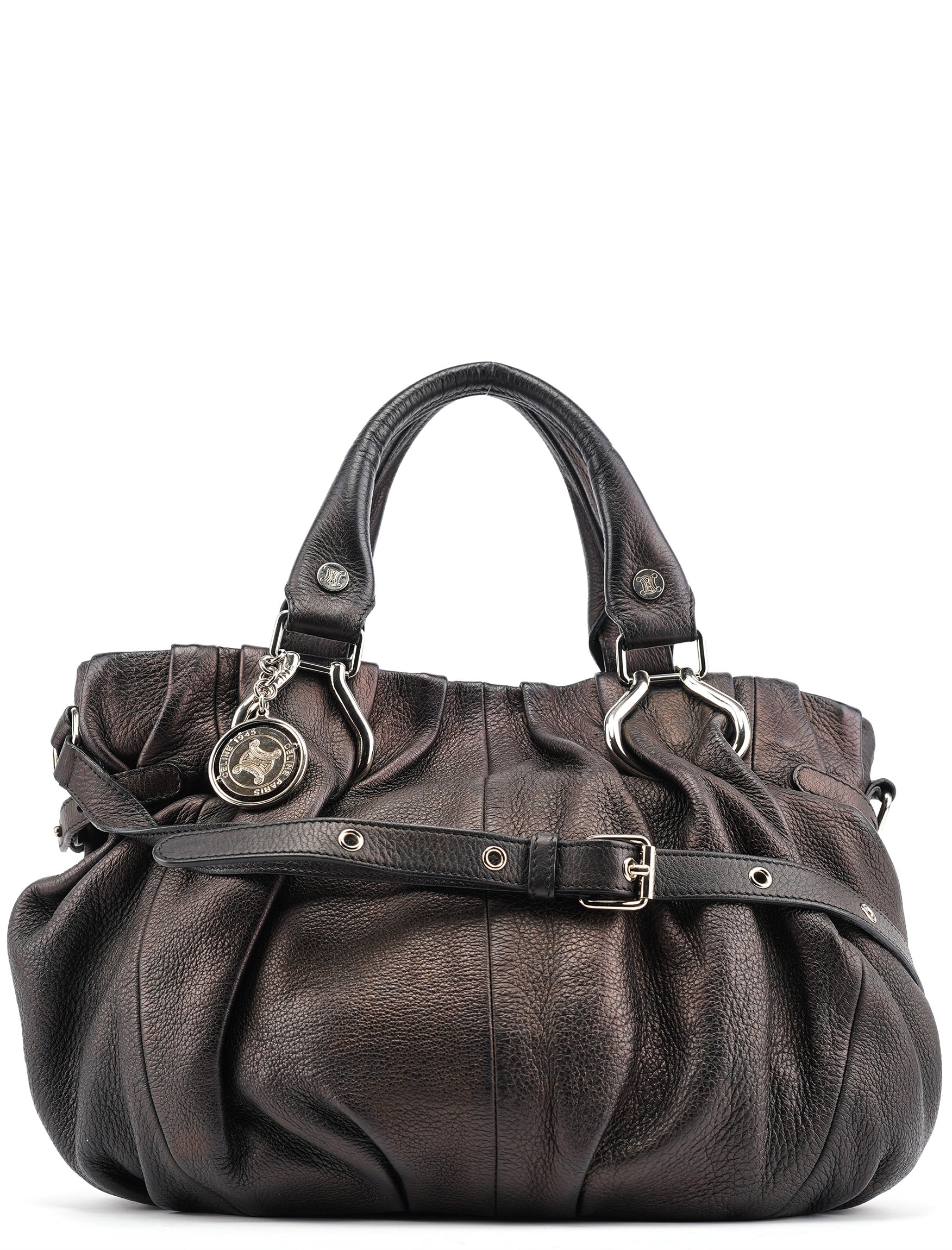 Brown Leather Pillow 2-Way Tote Bag