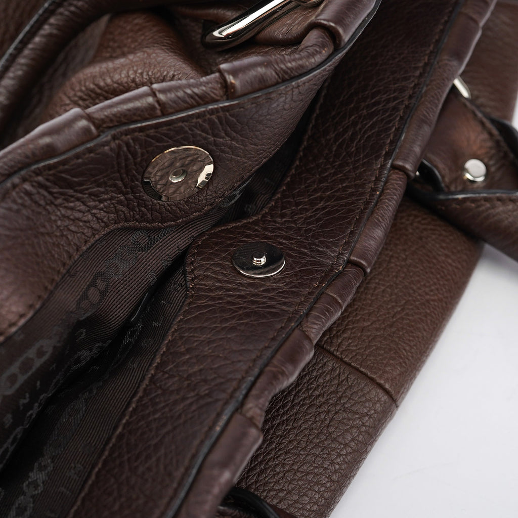 Brown Leather Pillow 2-Way Tote Bag