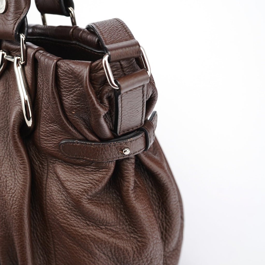 Brown Leather Pillow 2-Way Tote Bag