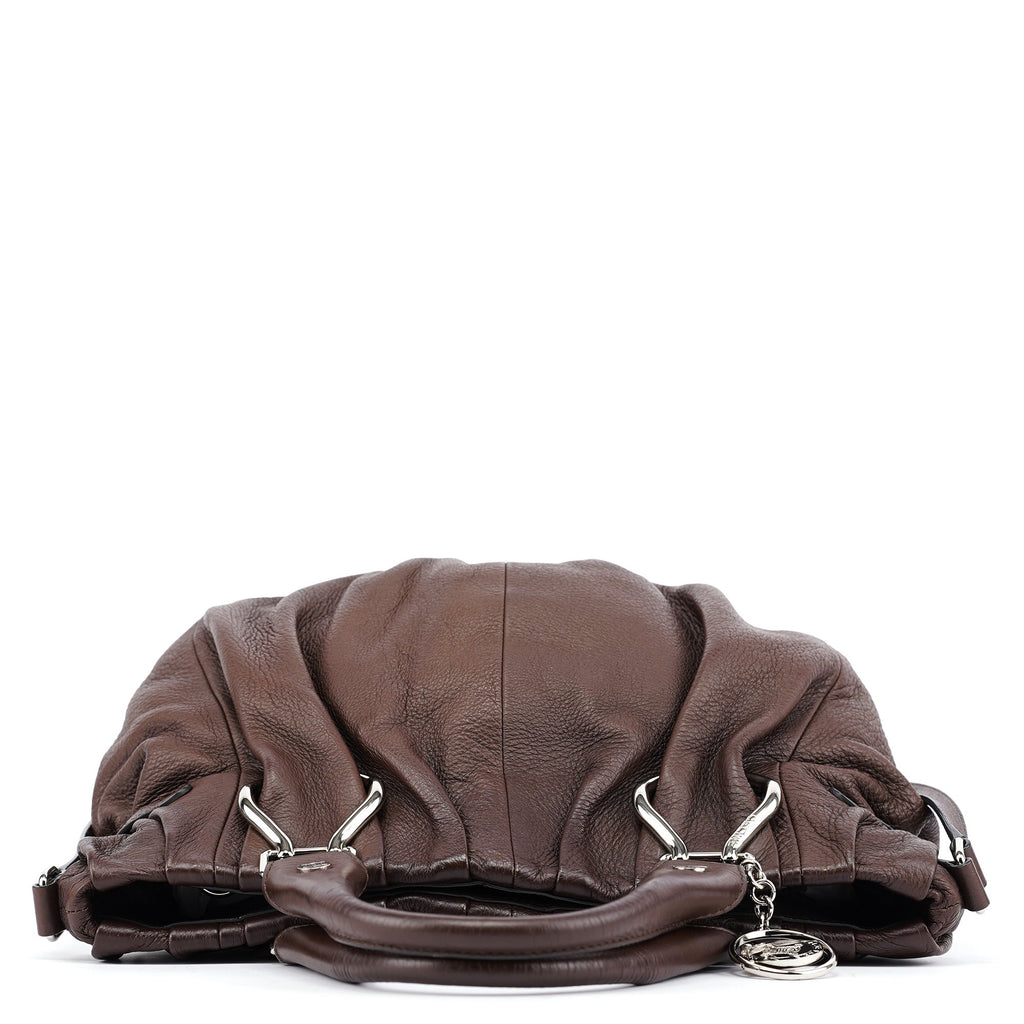 Brown Leather Pillow 2-Way Tote Bag