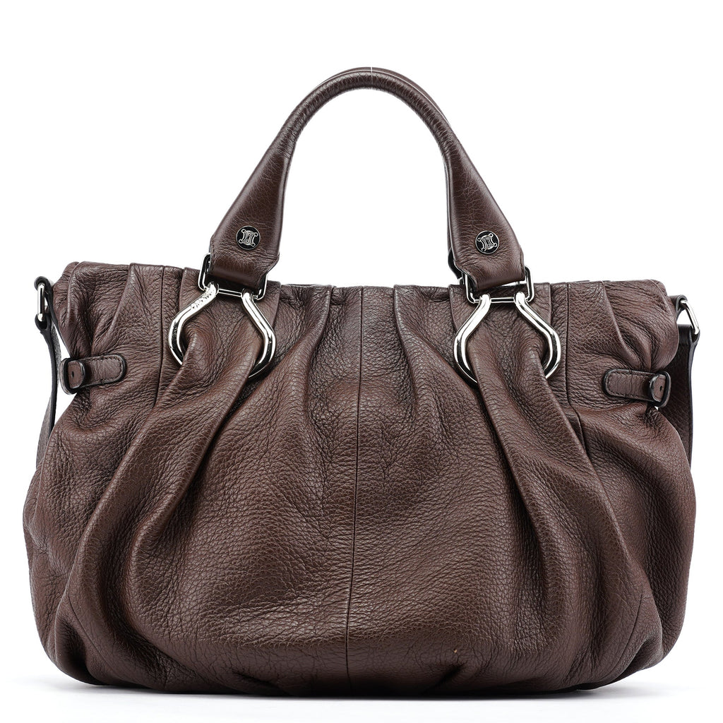 Brown Leather Pillow 2-Way Tote Bag