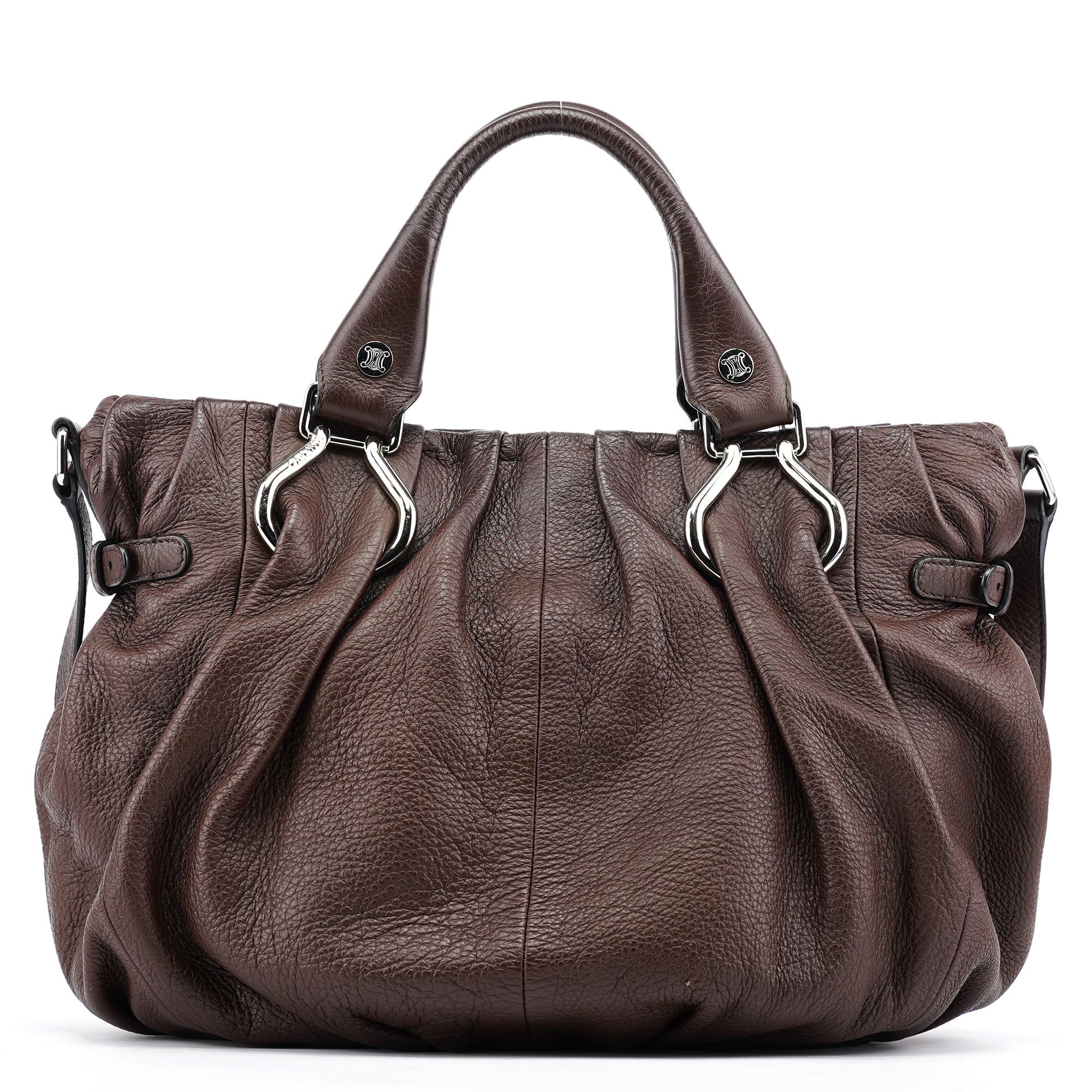 Brown Leather Pillow 2-Way Tote Bag