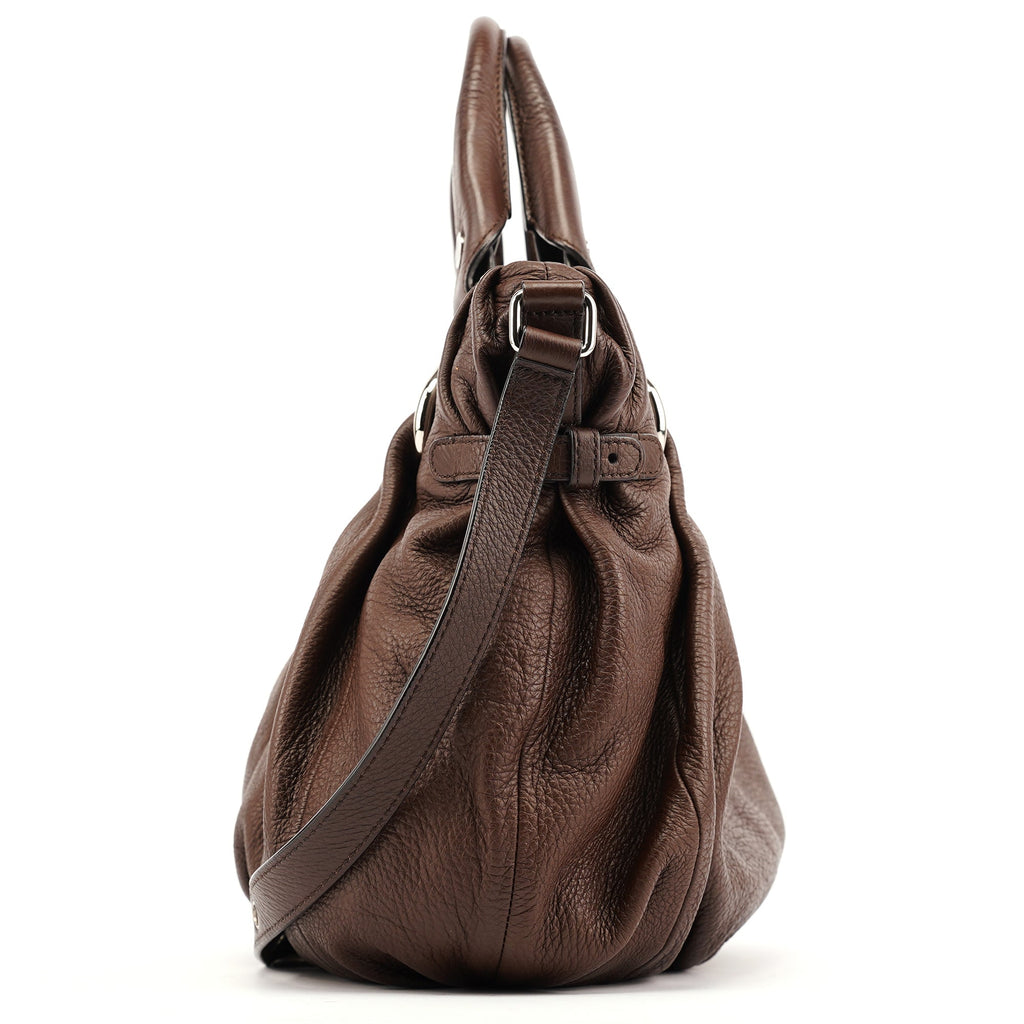 Brown Leather Pillow 2-Way Tote Bag