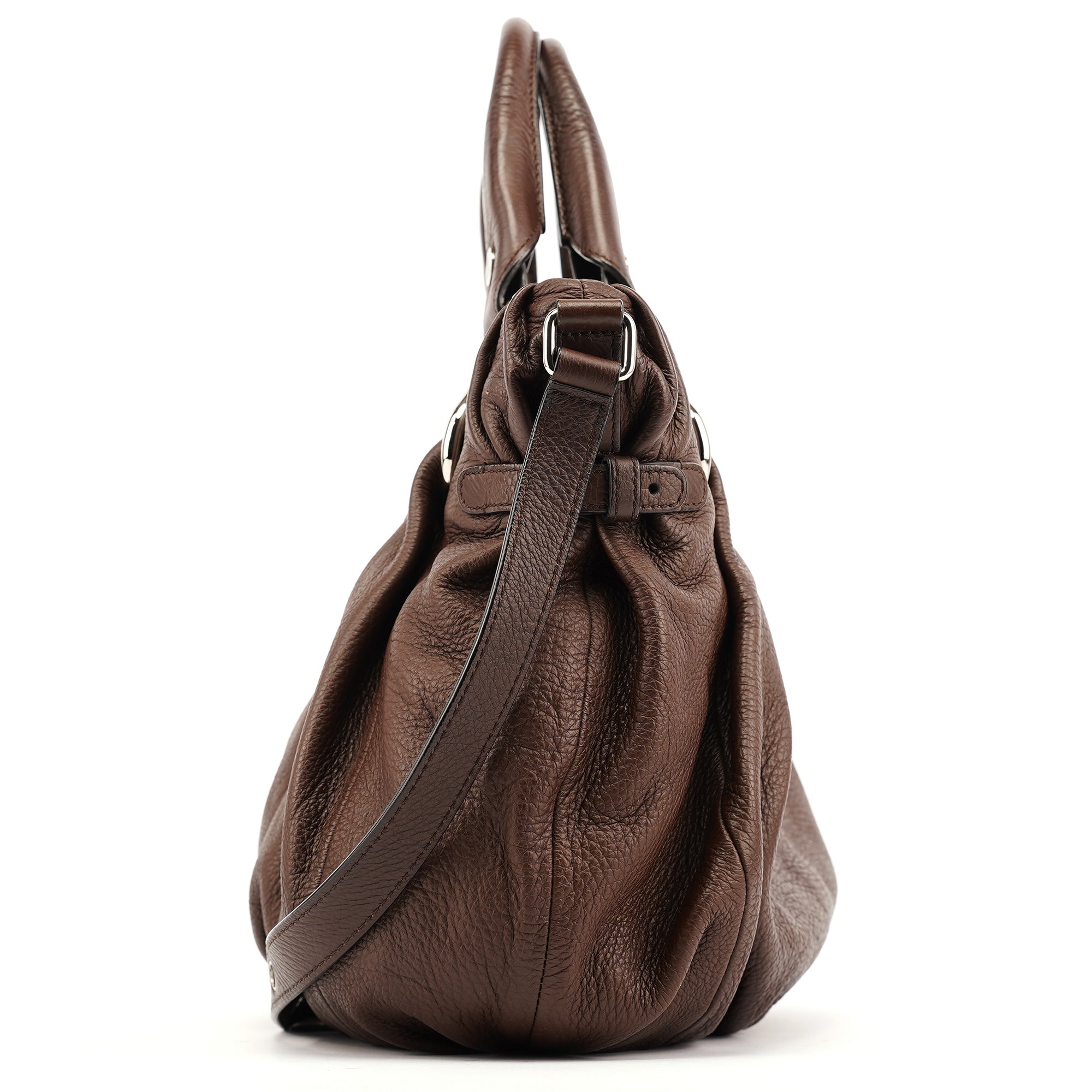 Brown Leather Pillow 2-Way Tote Bag