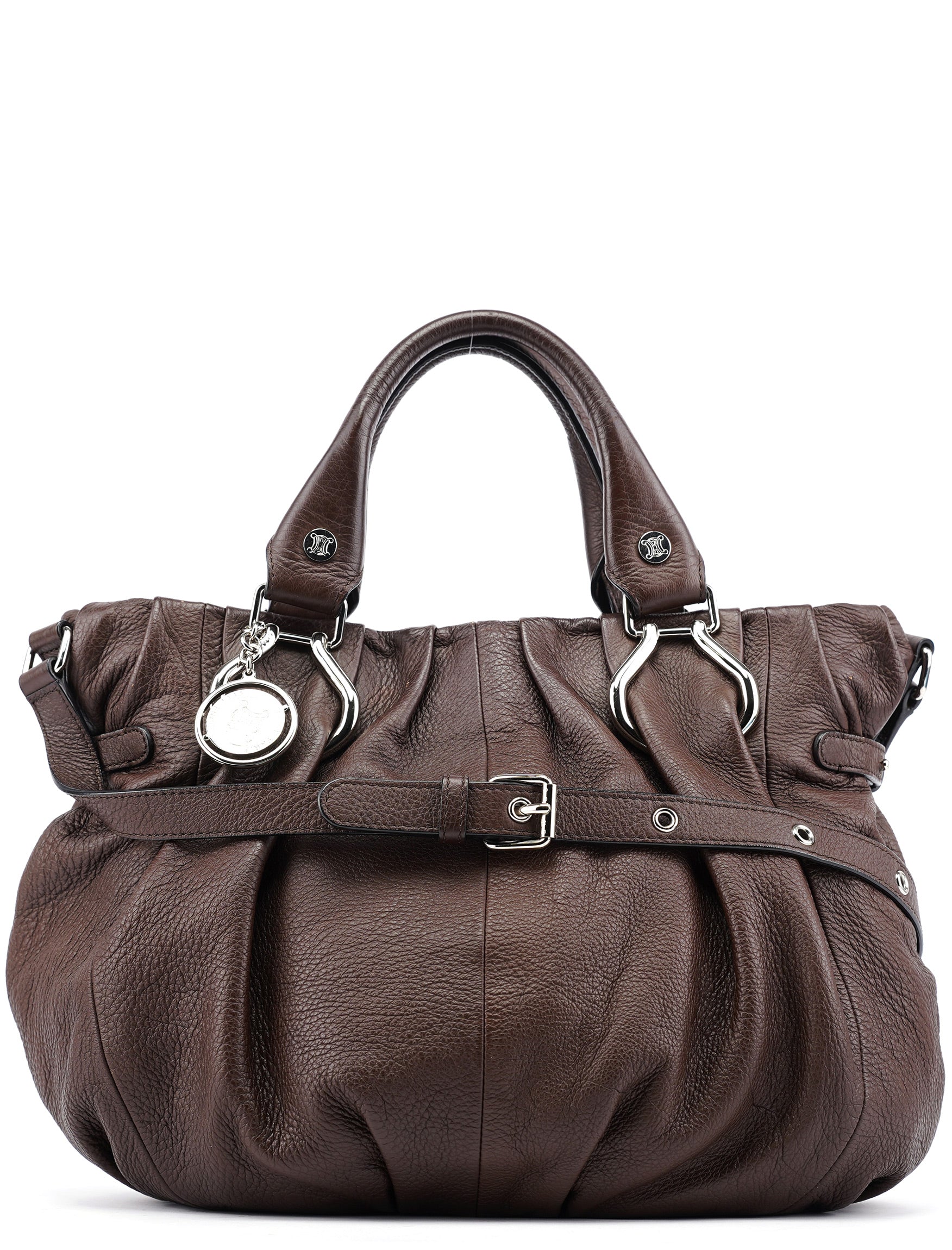 Brown Leather Pillow 2-Way Tote Bag