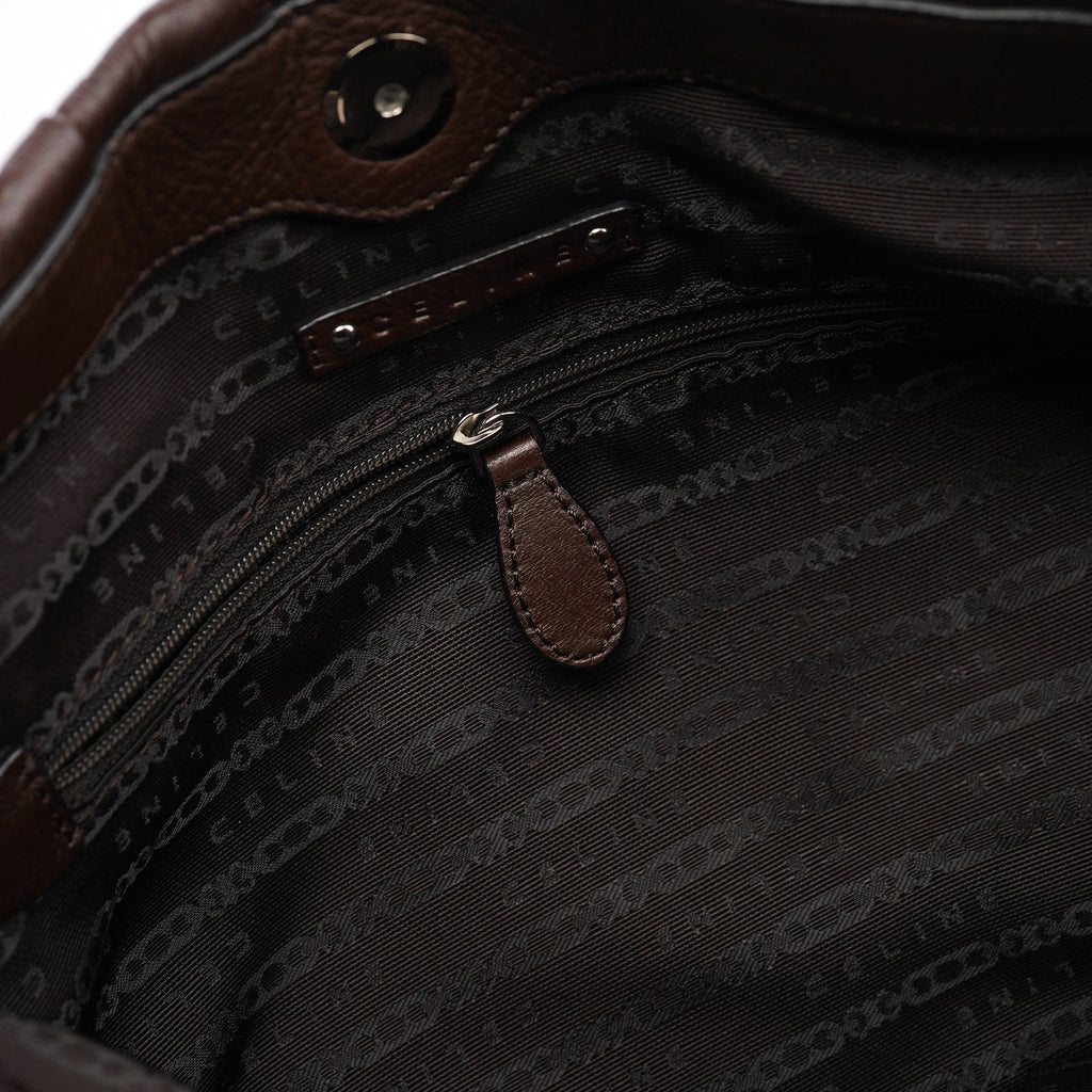 Brown Leather Pillow Tote Bag