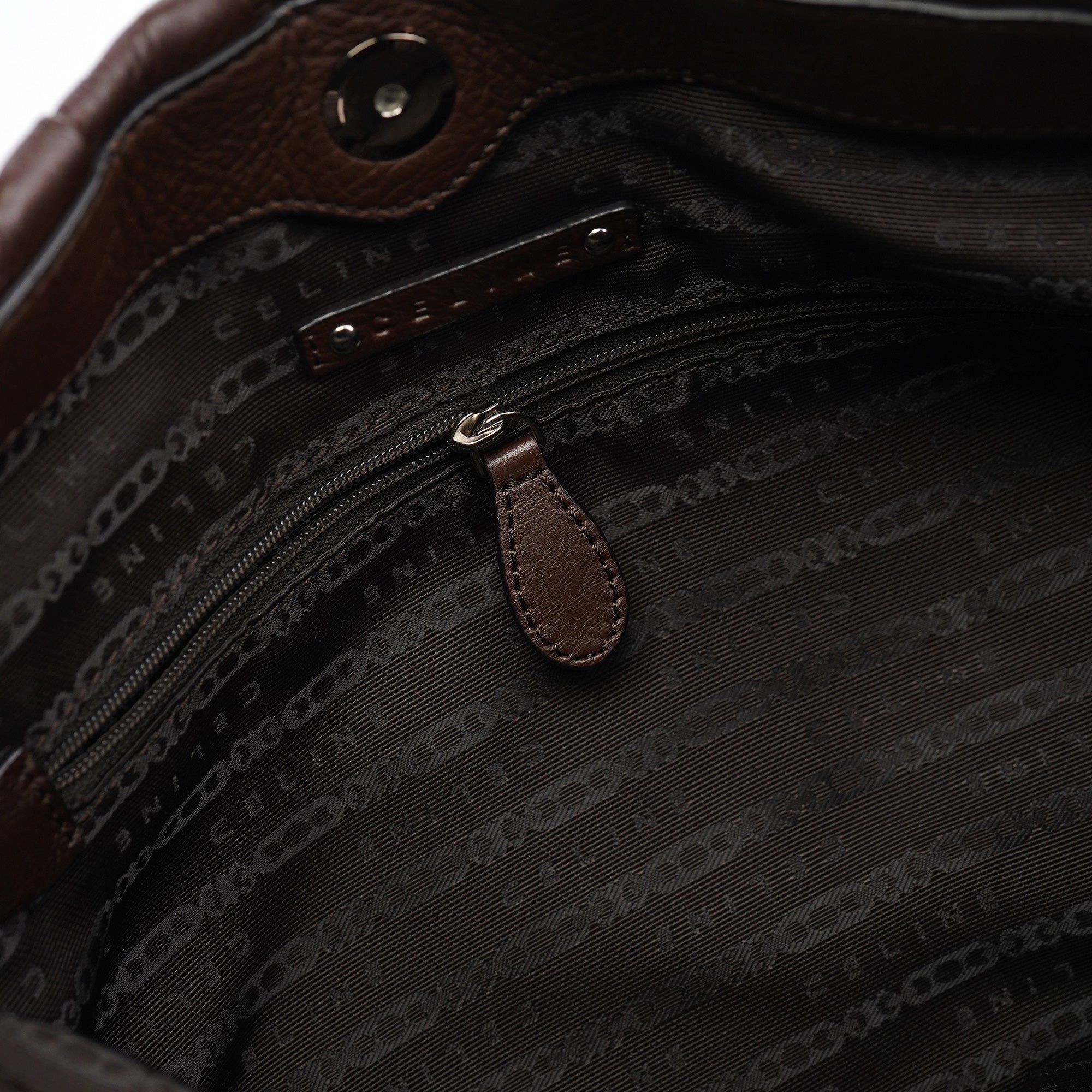 Brown Leather Pillow Tote Bag