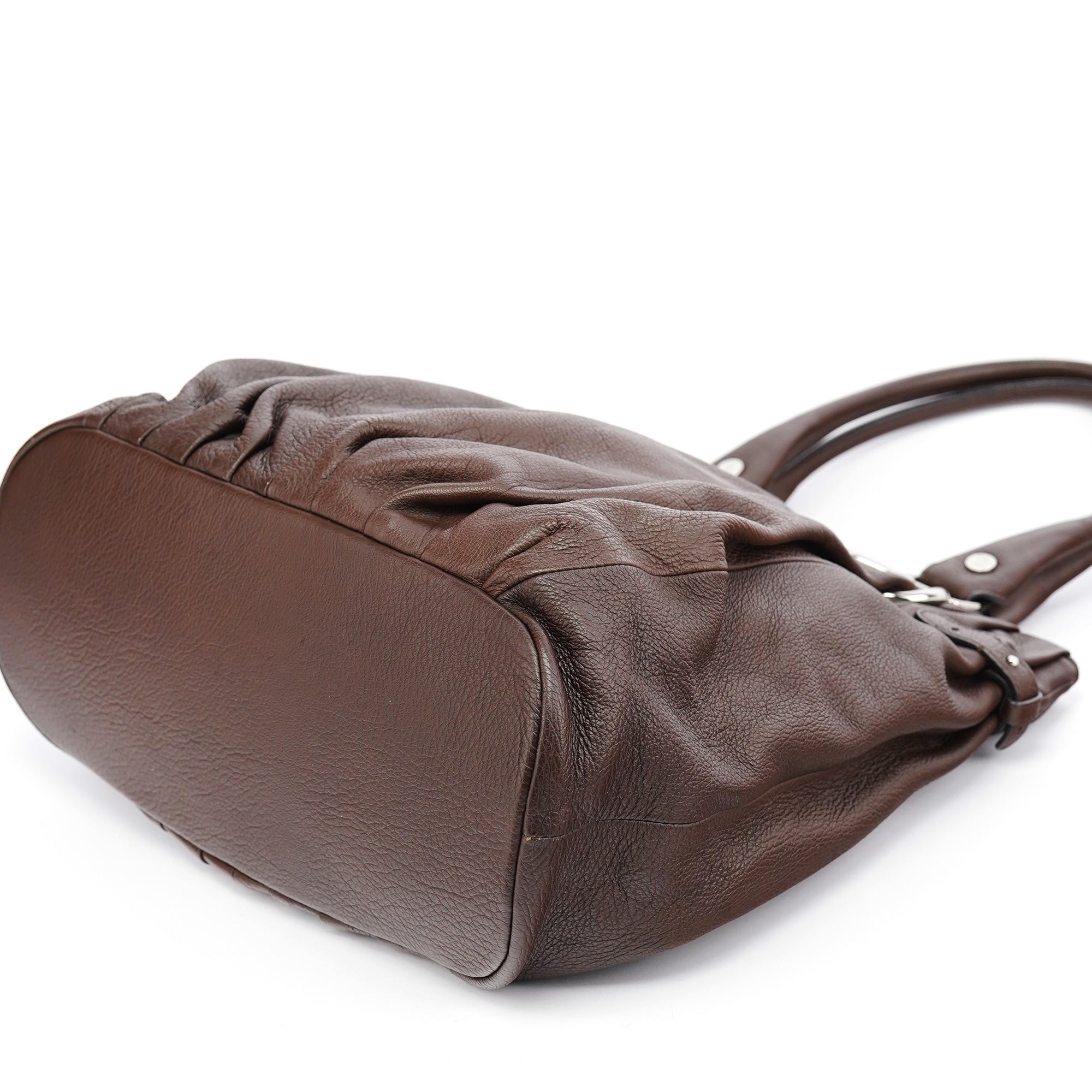 Brown Leather Pillow Tote Bag