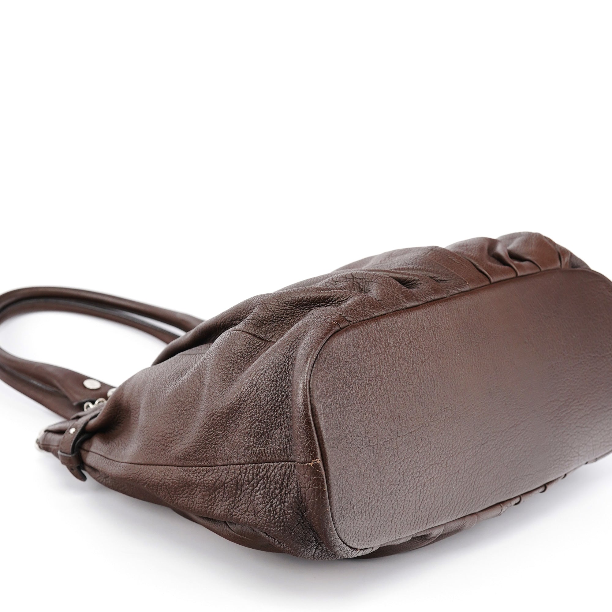 Brown Leather Pillow Tote Bag