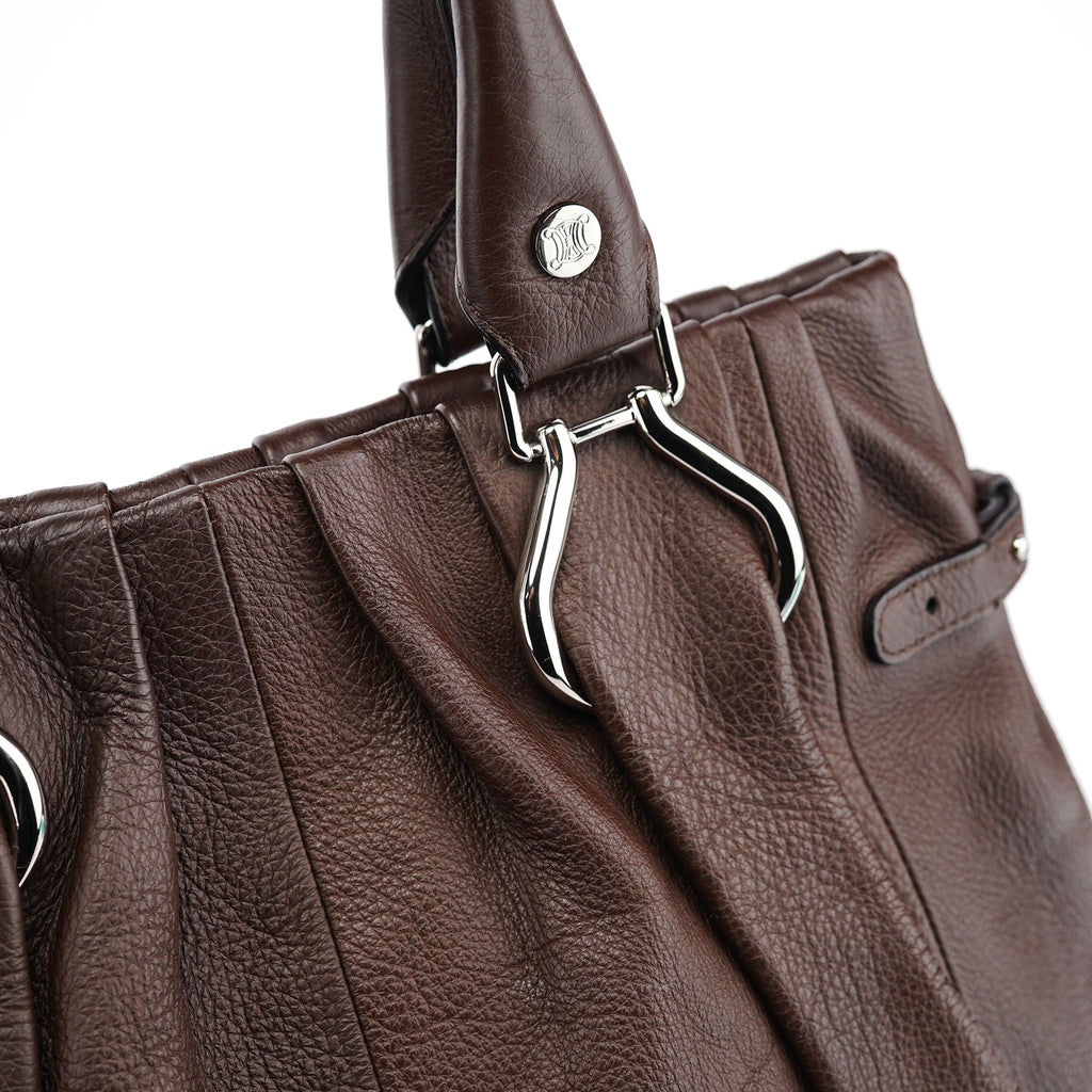 Brown Leather Pillow Tote Bag