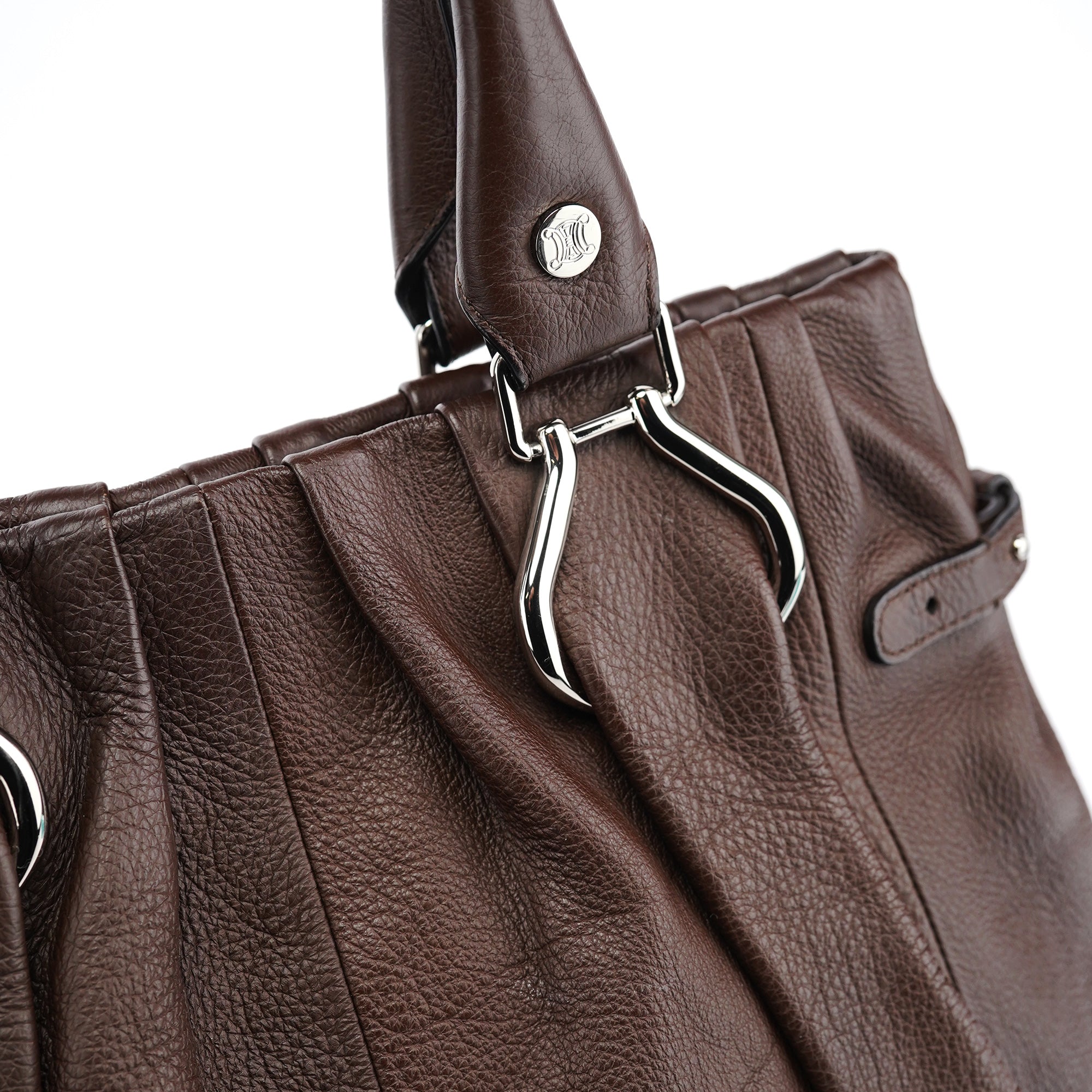 Brown Leather Pillow Tote Bag