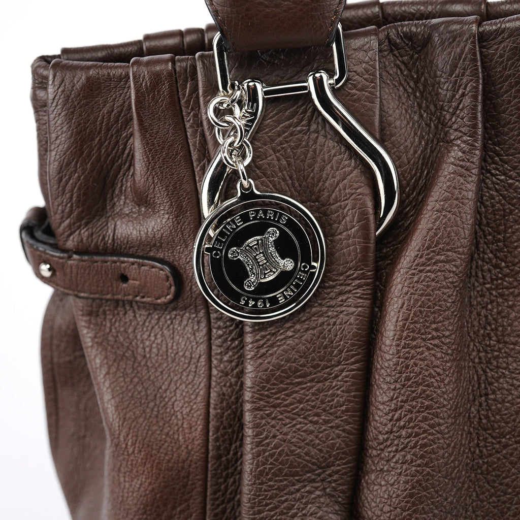Brown Leather Pillow Tote Bag