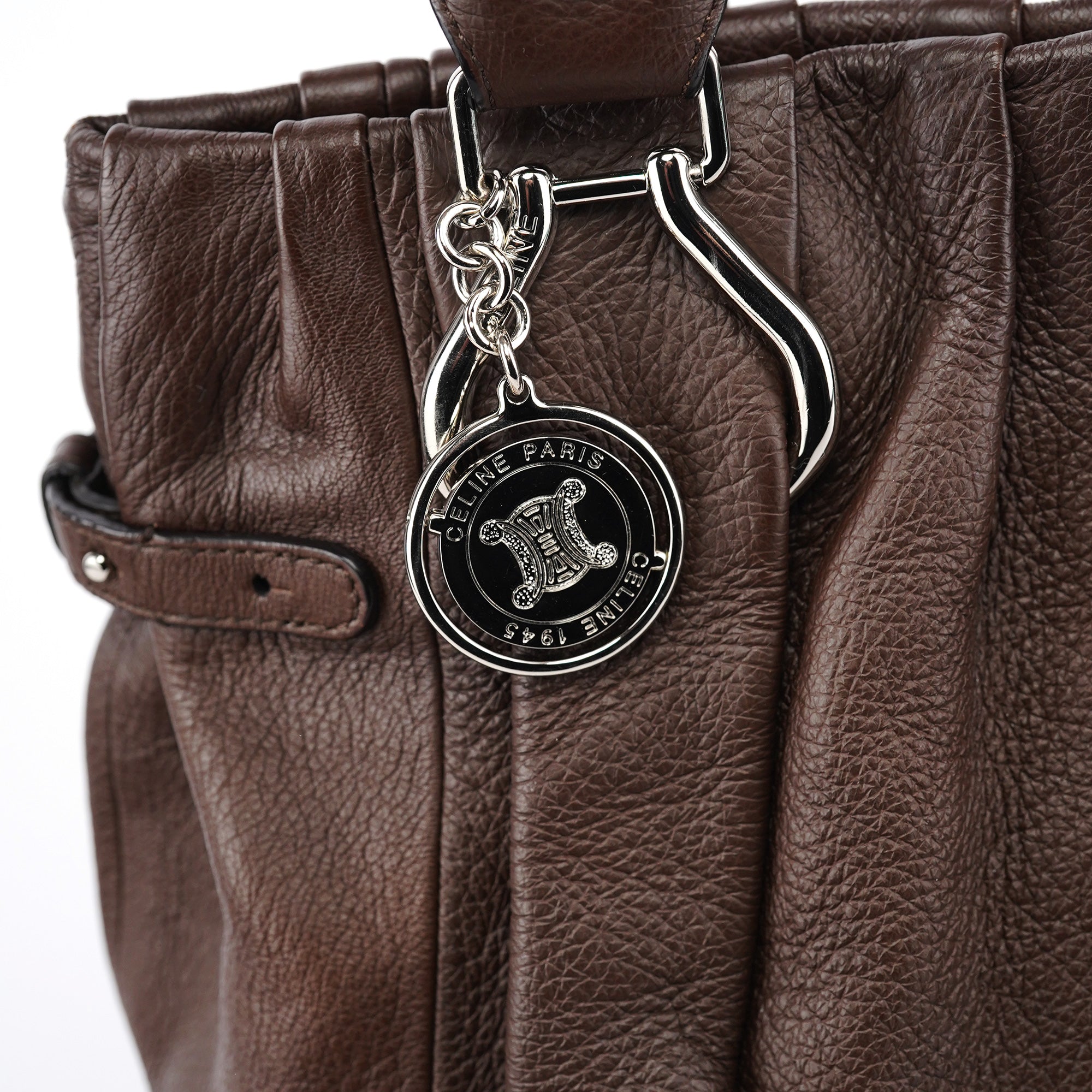 Brown Leather Pillow Tote Bag