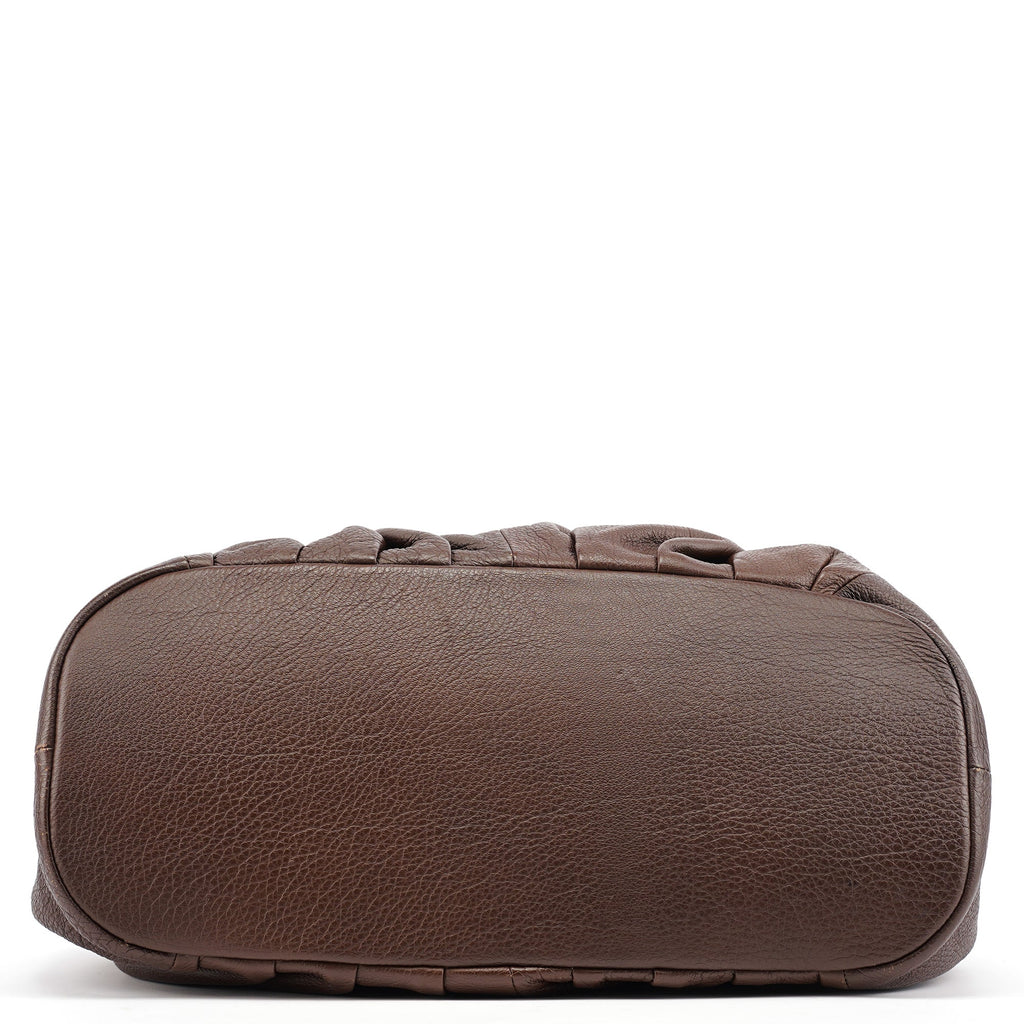 Brown Leather Pillow Tote Bag