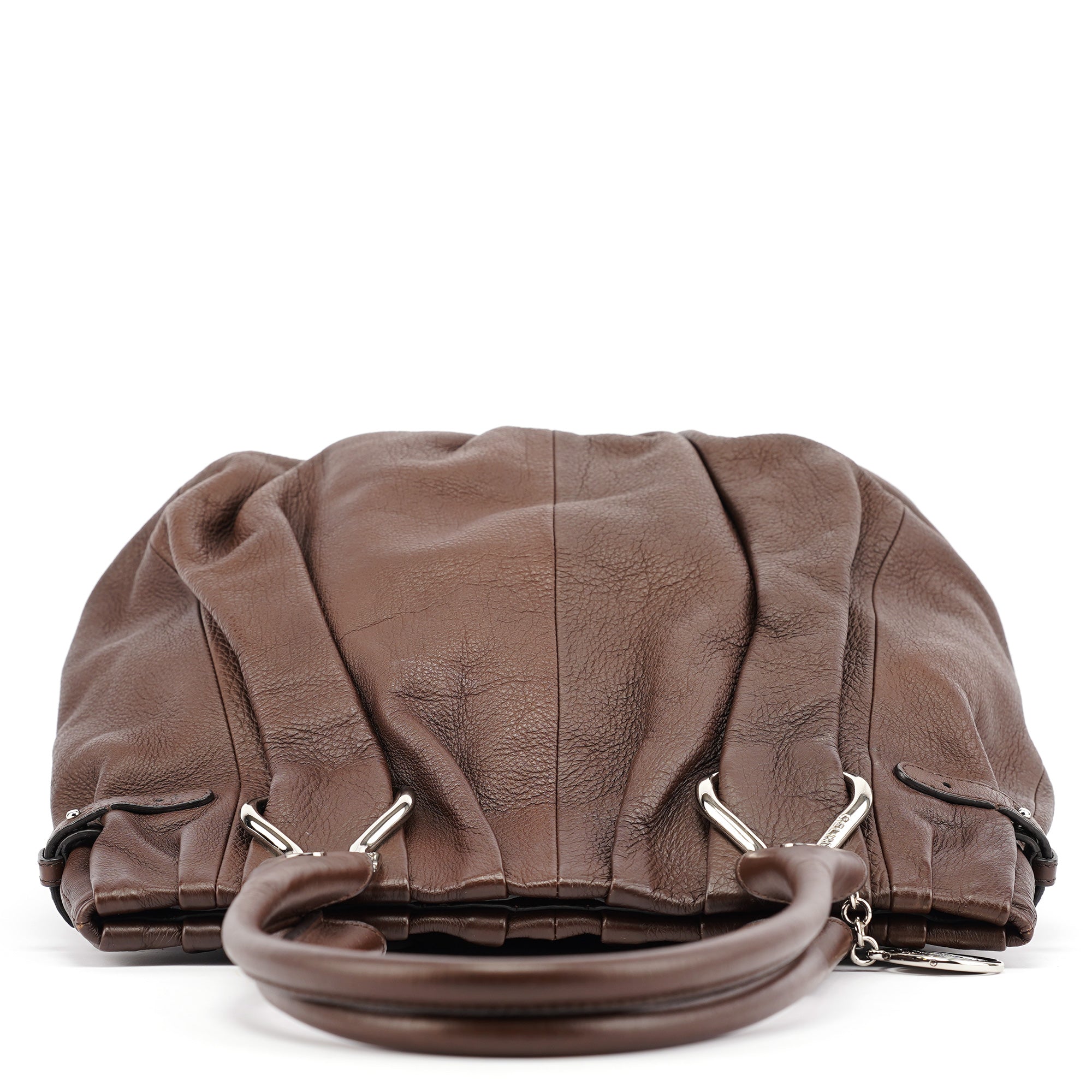 Brown Leather Pillow Tote Bag