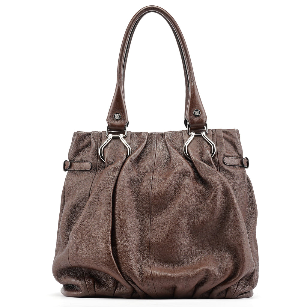 Brown Leather Pillow Tote Bag