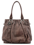 Brown Leather Pillow Tote Bag