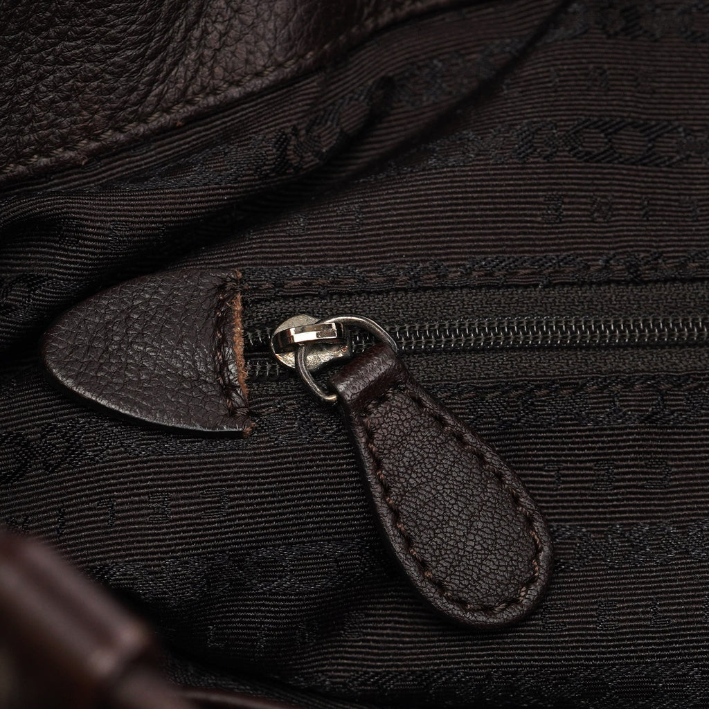 Brown Leather Pillow Tote Bag