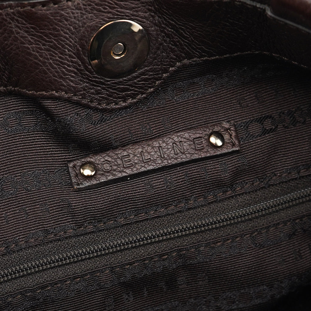 Brown Leather Pillow Tote Bag
