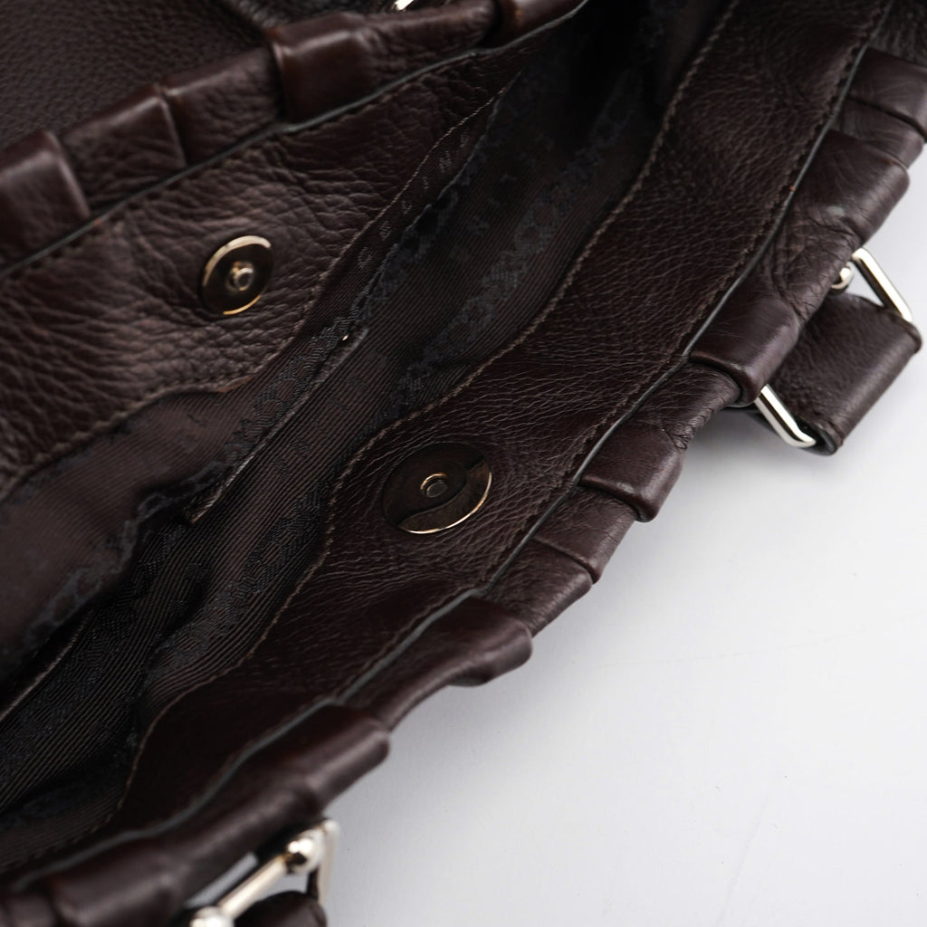 Brown Leather Pillow Tote Bag