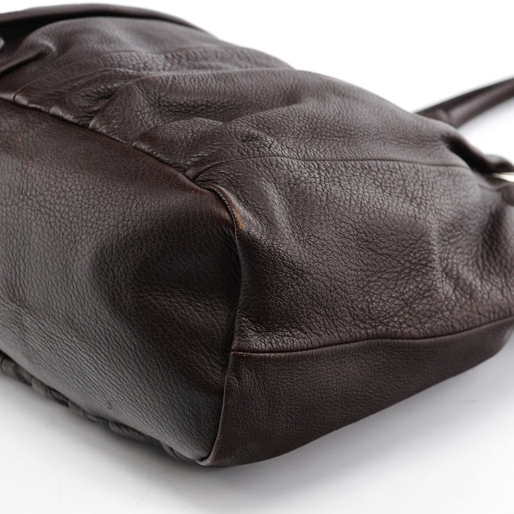 Brown Leather Pillow Tote Bag