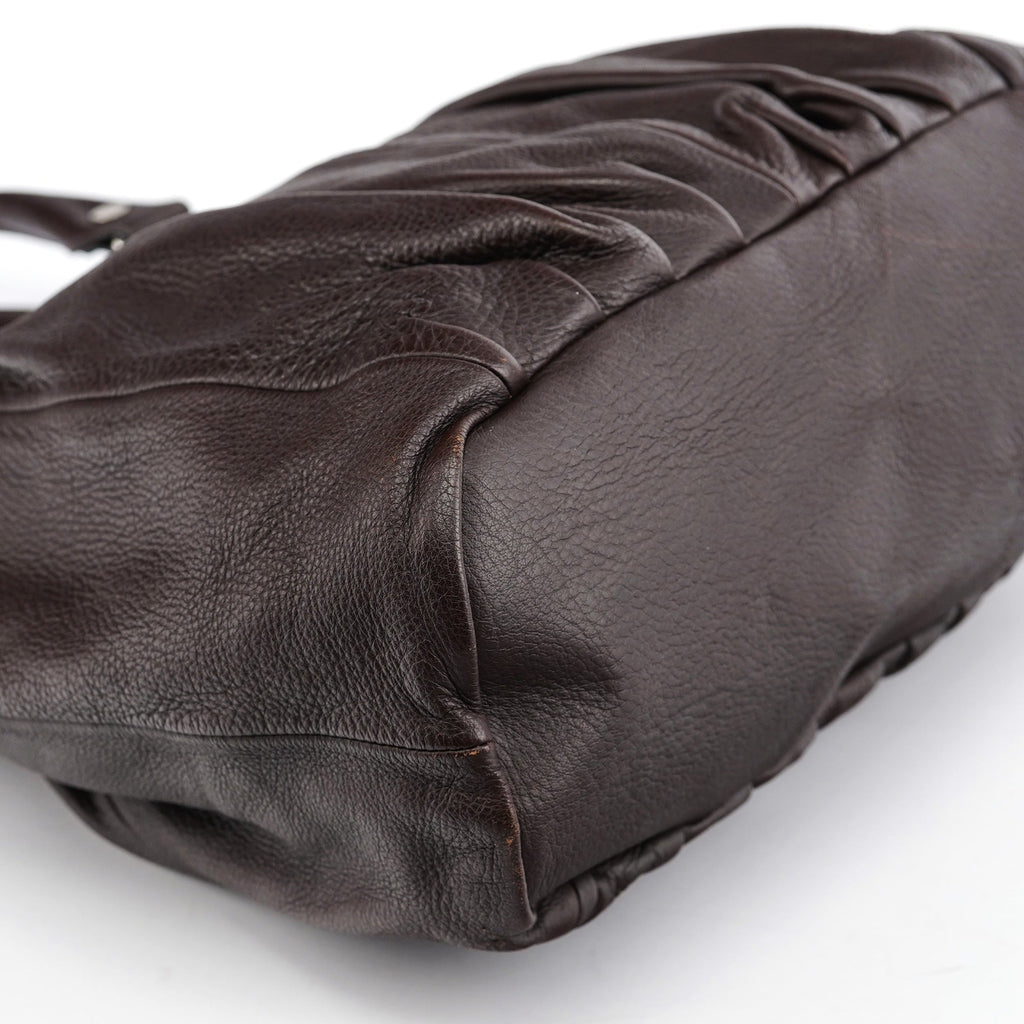 Brown Leather Pillow Tote Bag