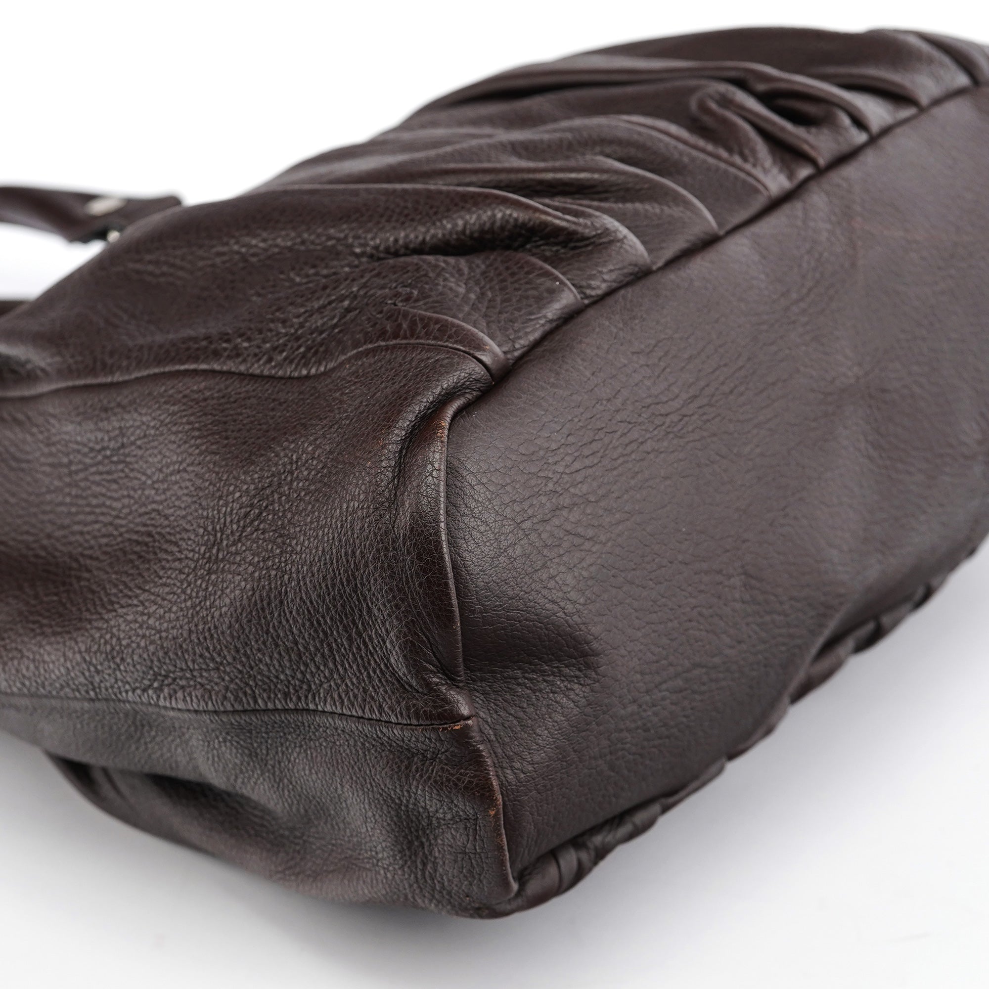 Brown Leather Pillow Tote Bag