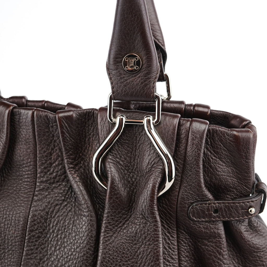 Brown Leather Pillow Tote Bag