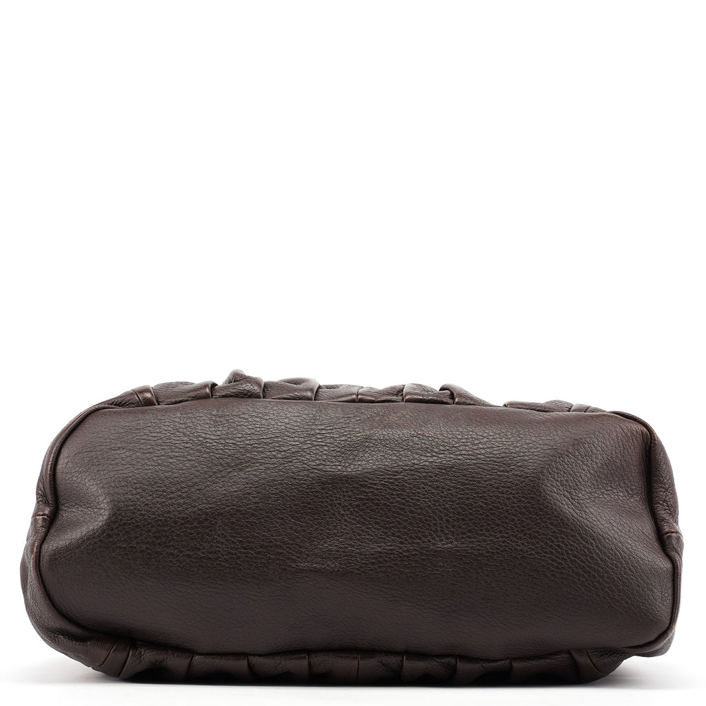 Brown Leather Pillow Tote Bag