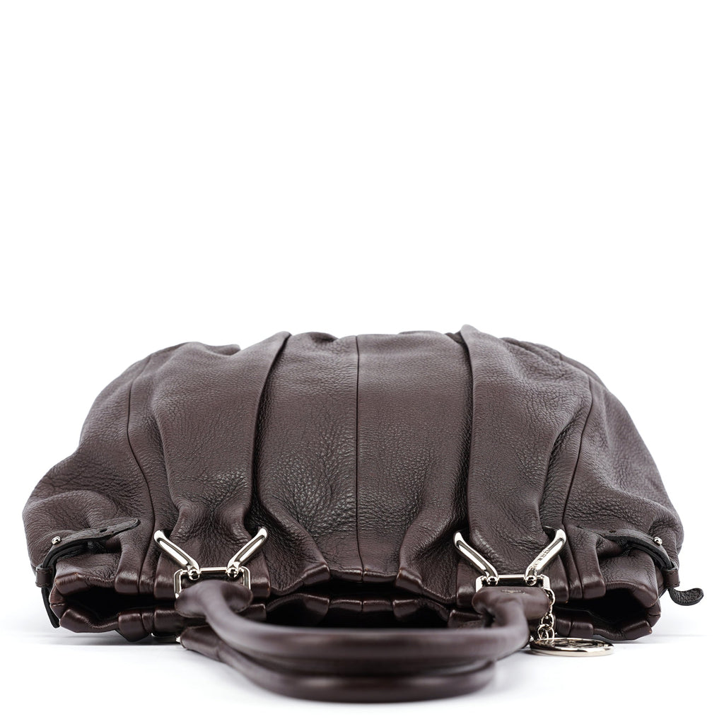 Brown Leather Pillow Tote Bag