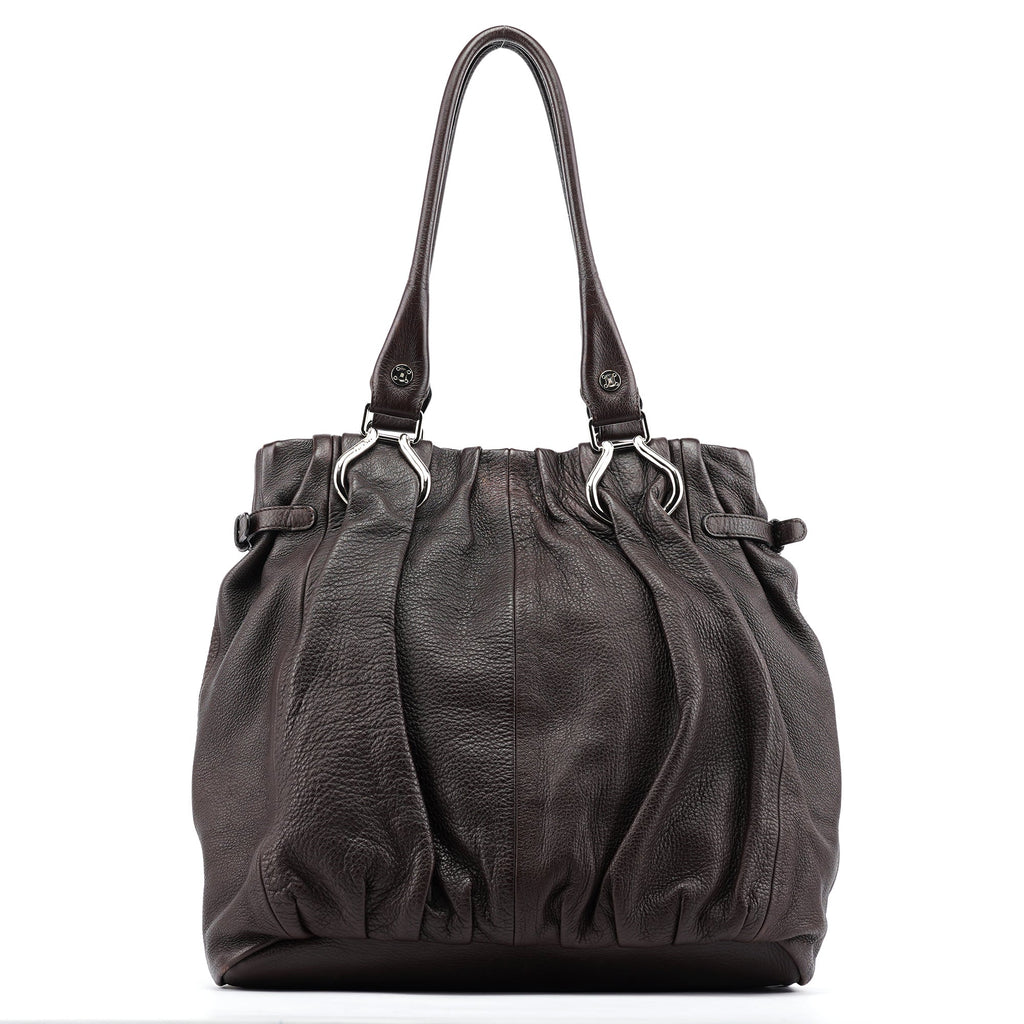 Brown Leather Pillow Tote Bag