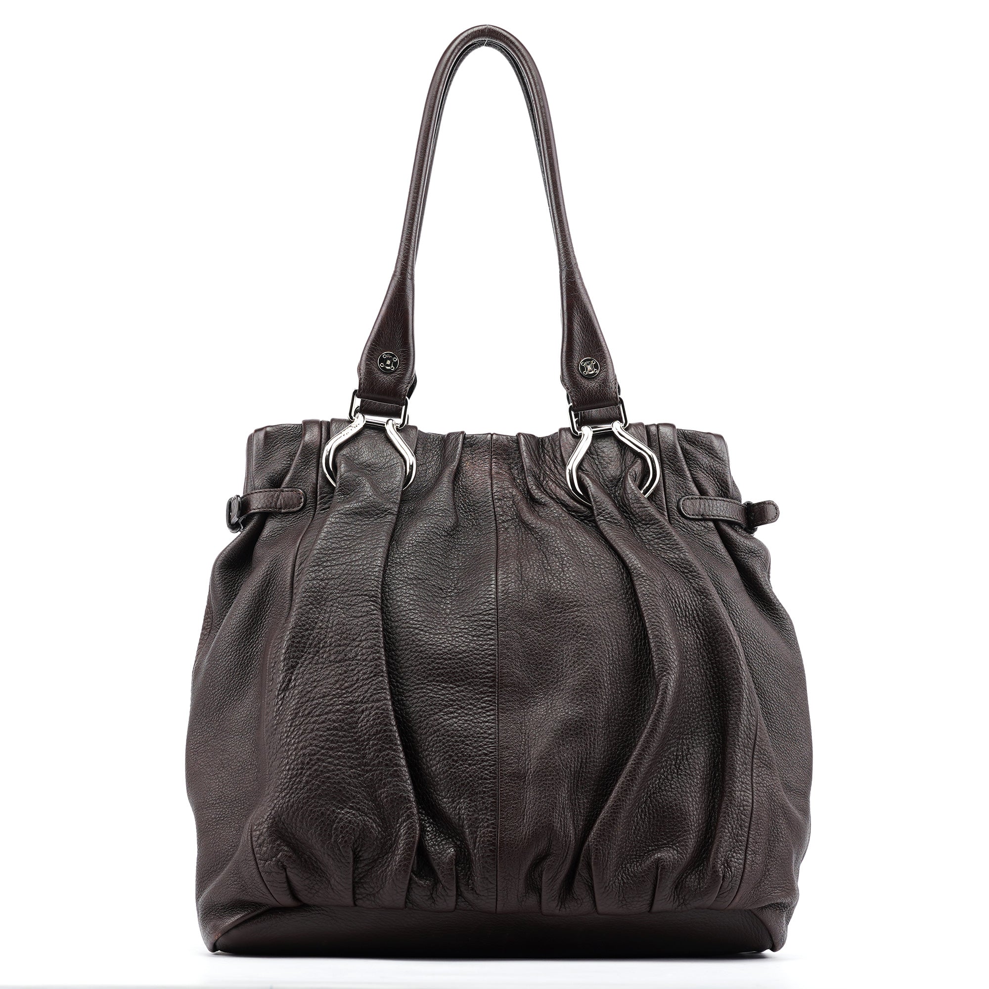 Brown Leather Pillow Tote Bag
