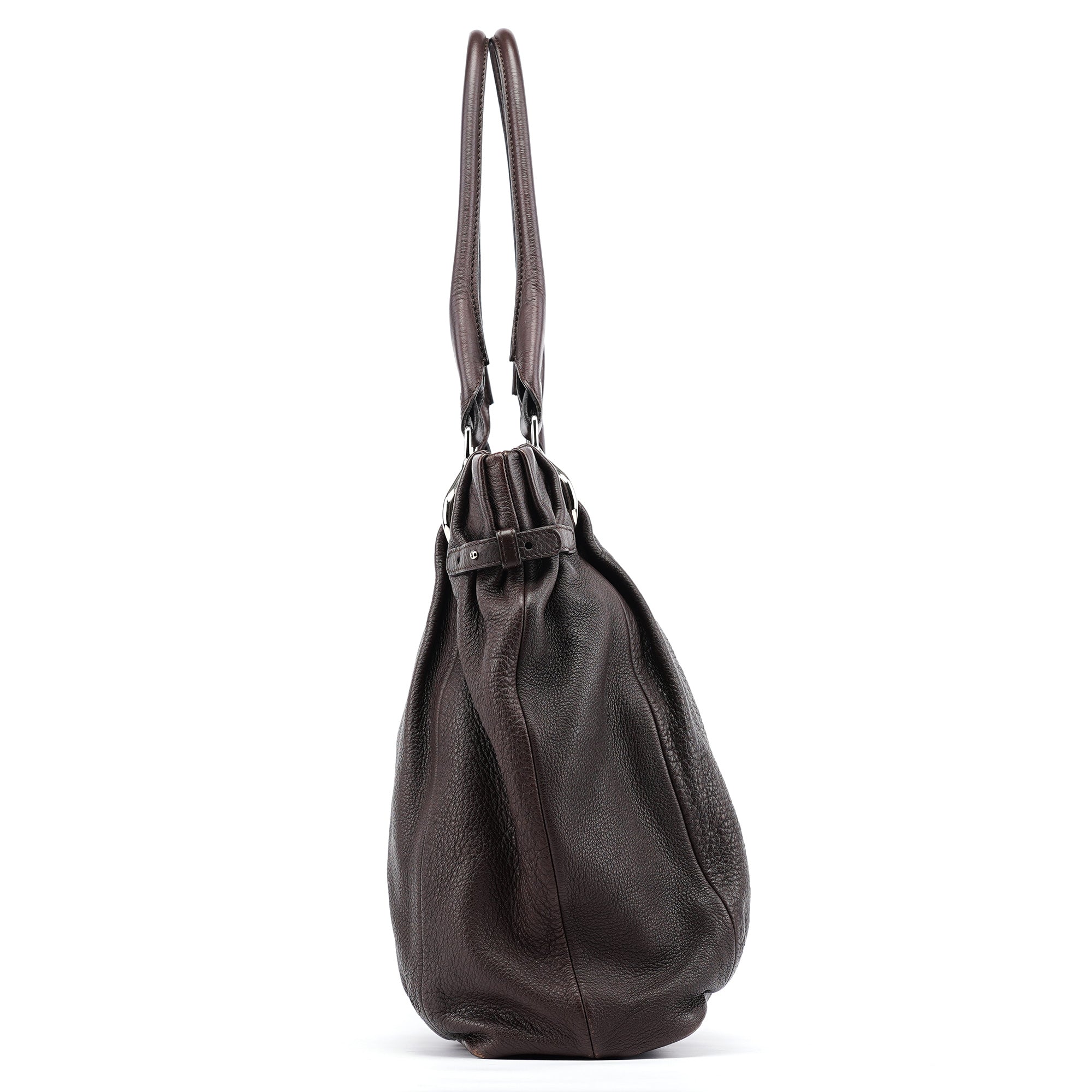 Brown Leather Pillow Tote Bag