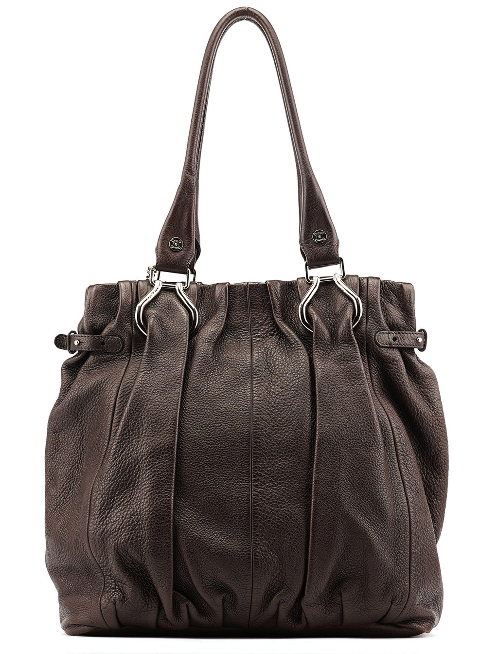 Brown Leather Pillow Tote Bag