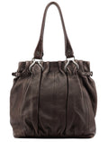 Brown Leather Pillow Tote Bag