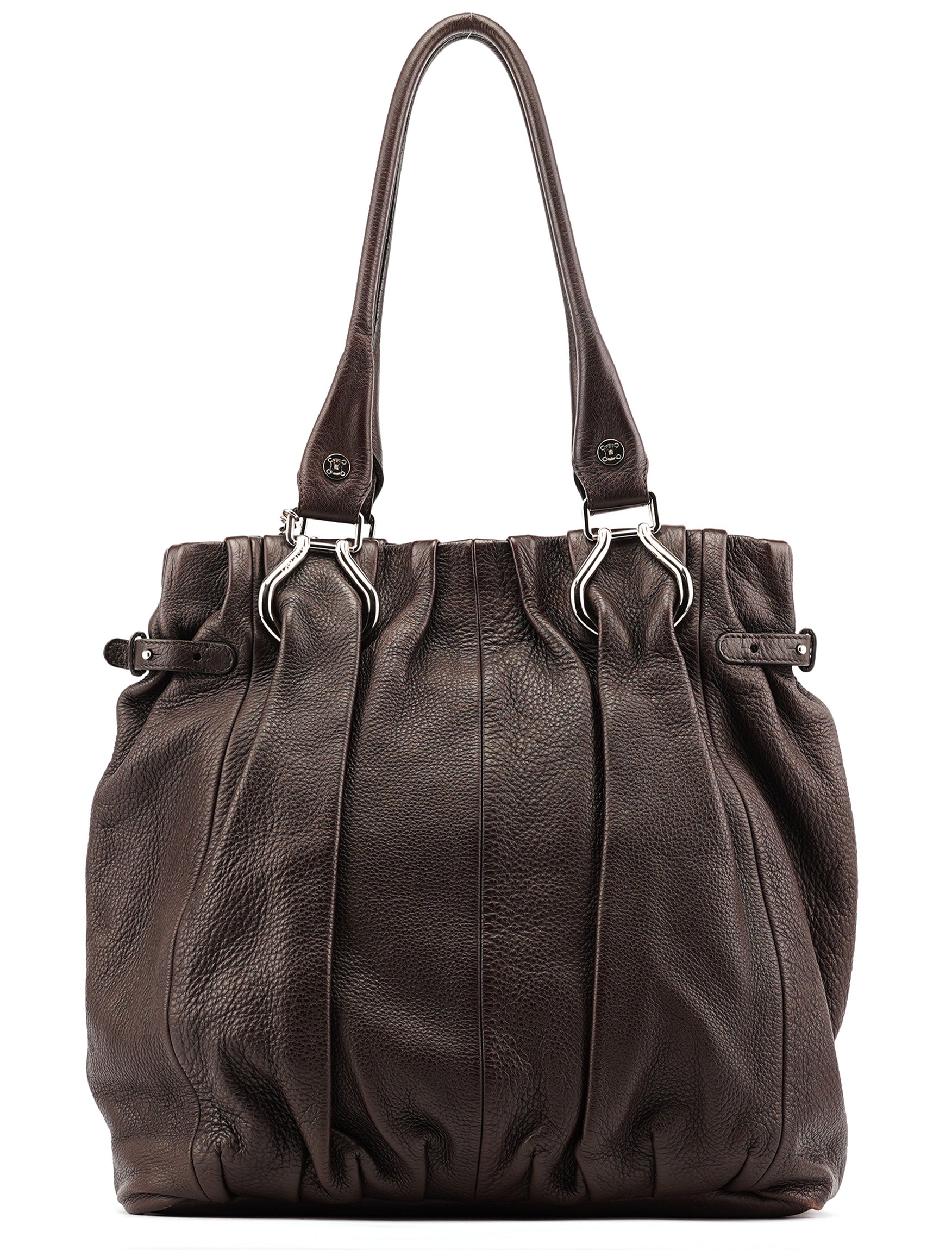 Brown Leather Pillow Tote Bag