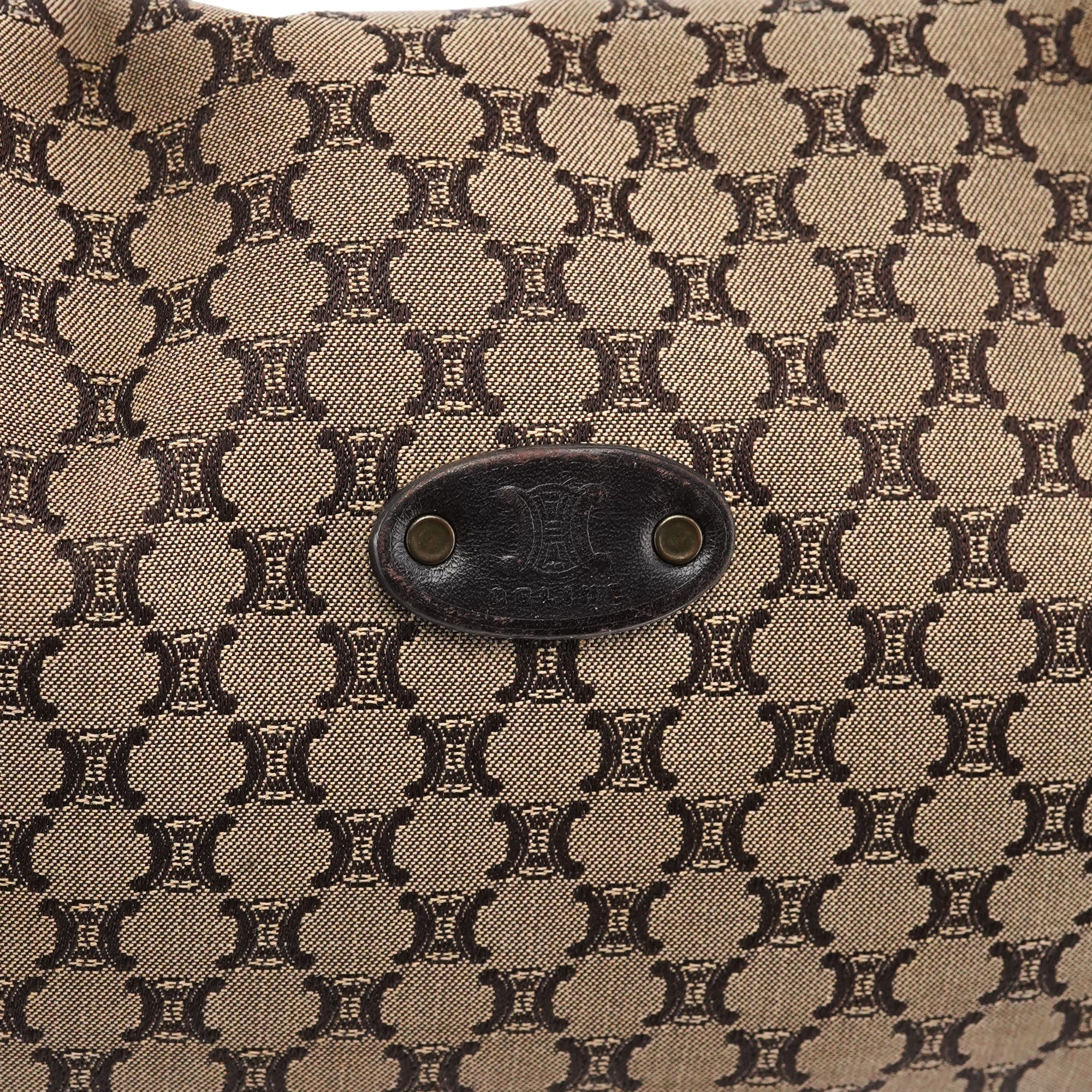 Brown Macadam Canvas Leather Shoulder Bag